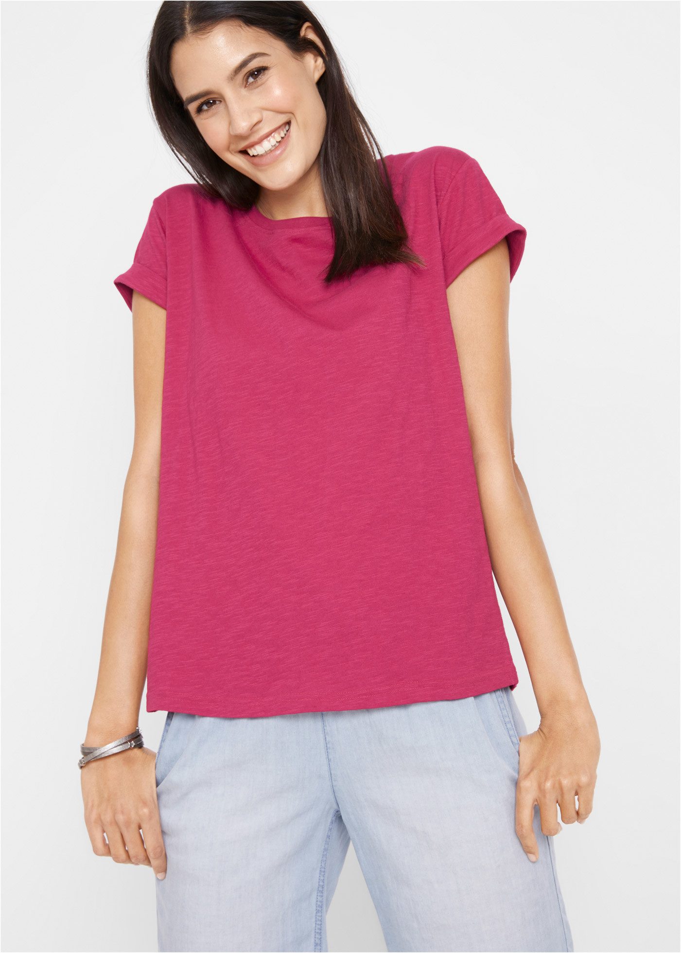 bonprix T-Shirt (1-tlg) lockere, figurumspielende Passform, Kurzarm, Rundha günstig online kaufen