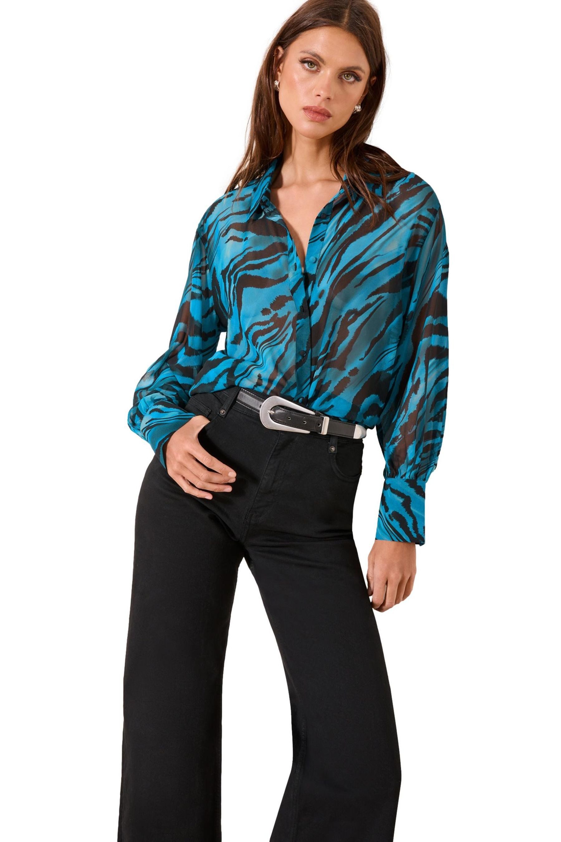 Hemdbluse Lipsy Bedruckte Oversize Chiffonbluse, Regular