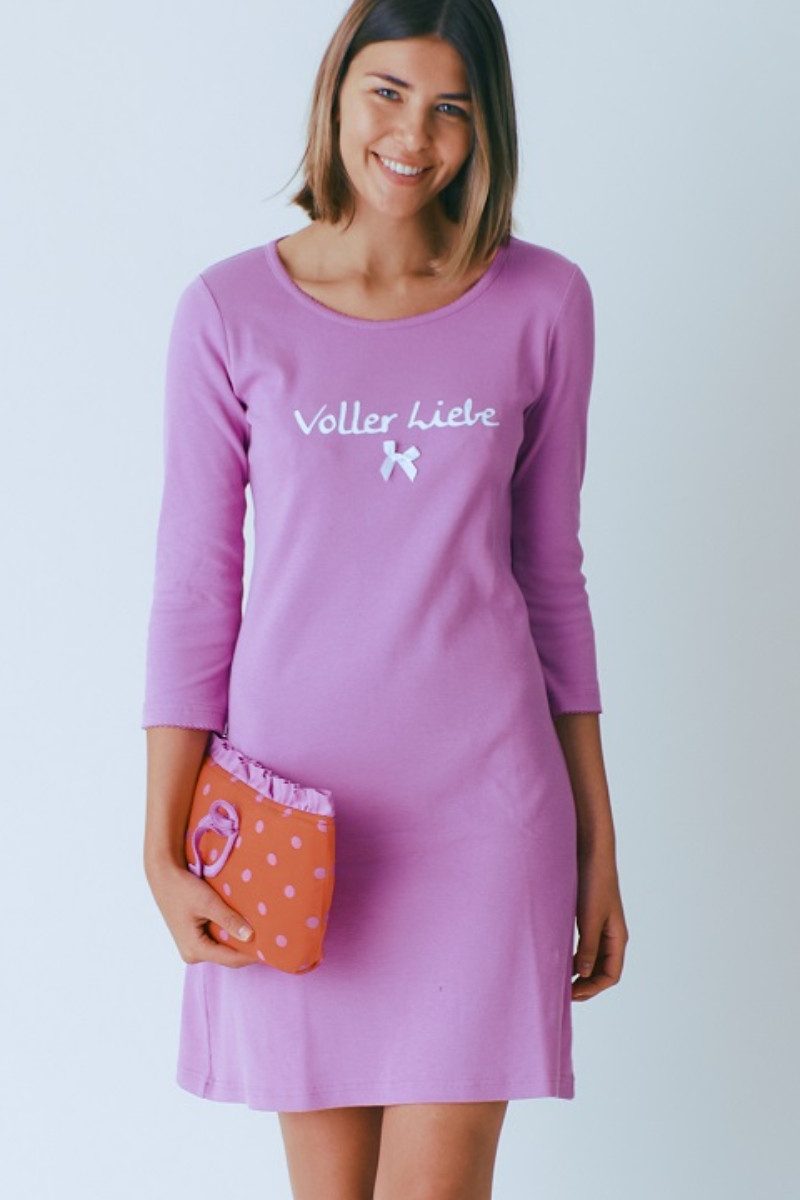 Louis & Louisa Schlafanzug Nachthemd Damen - VOLLER LIEBE - soft pink