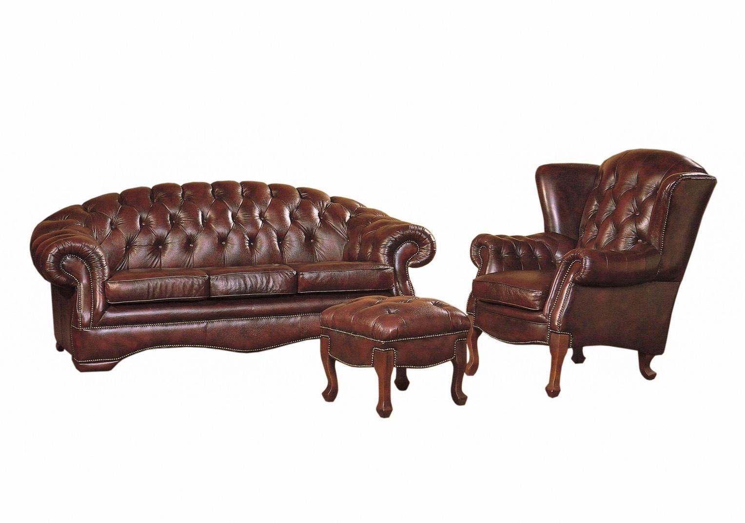 3/1/man, Polstergarnitur (3-tlg) Salottini Deluxe Chesterfield Premier Sofagarnitur