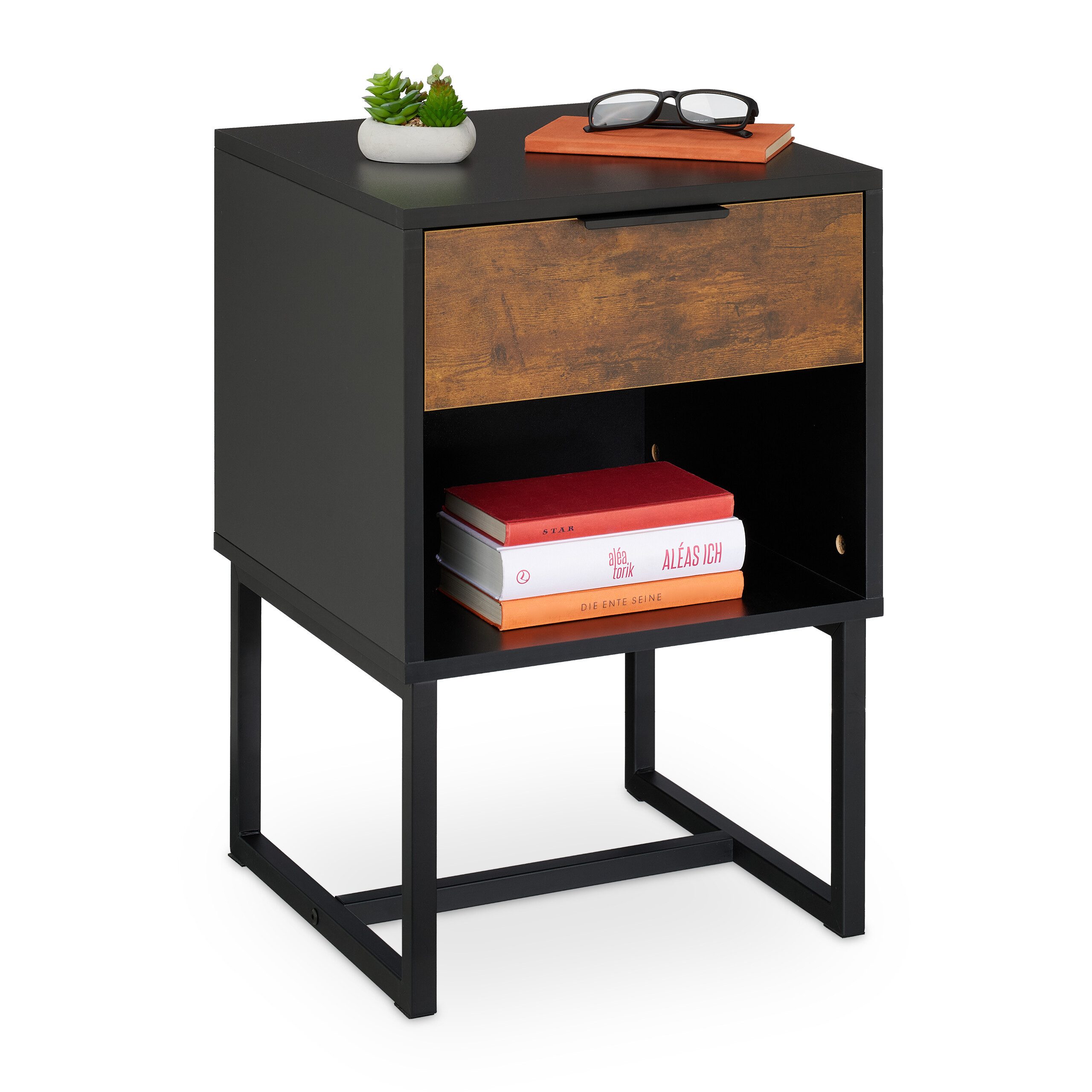 relaxdays Nachttisch Industrial mit Schublade günstig online kaufen