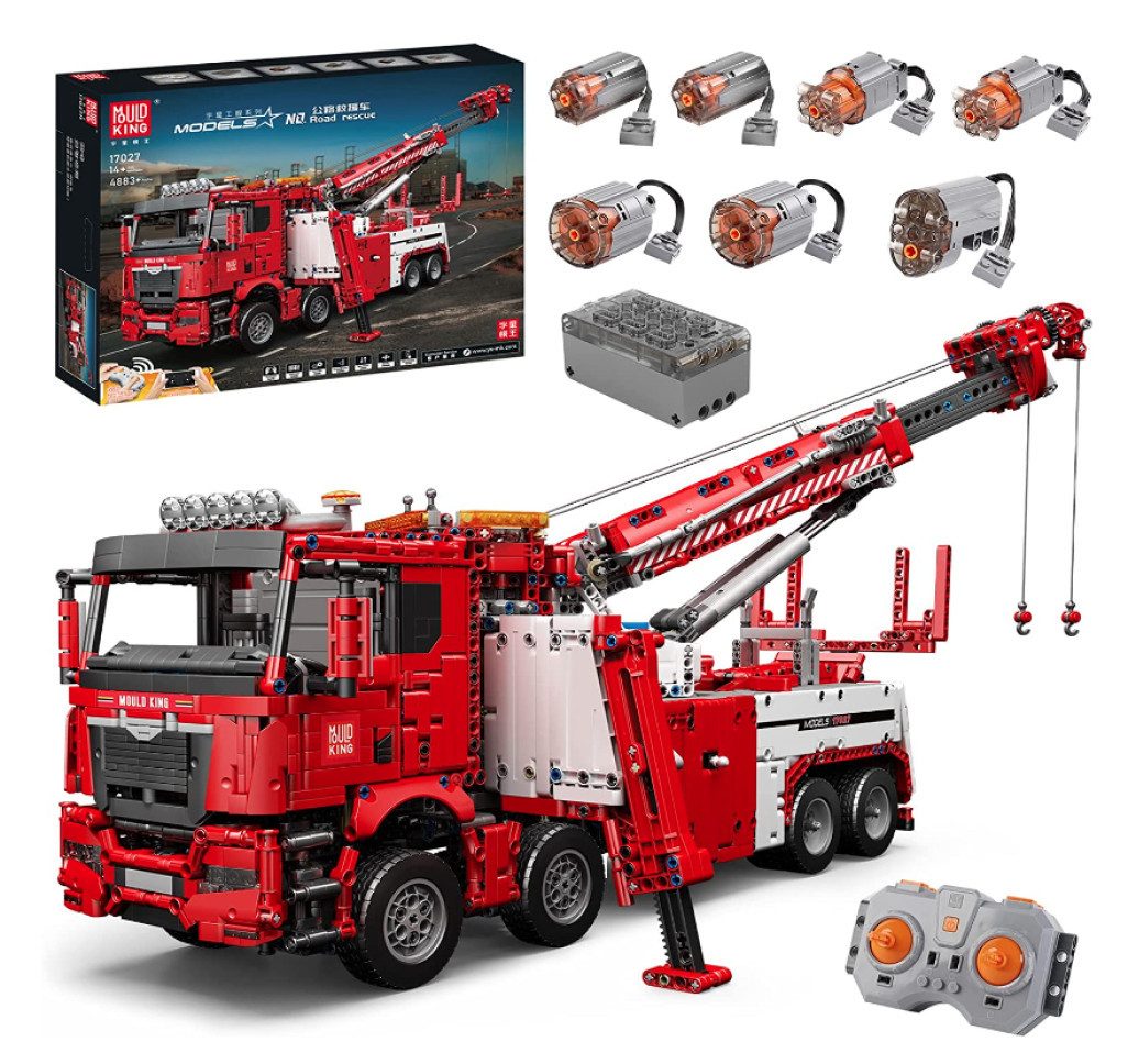 Mould King 17027 Fire-Rescue-Truck Feuerwehr-Abschlepp-LKW Konstruktions-Spielset, (4883 St)