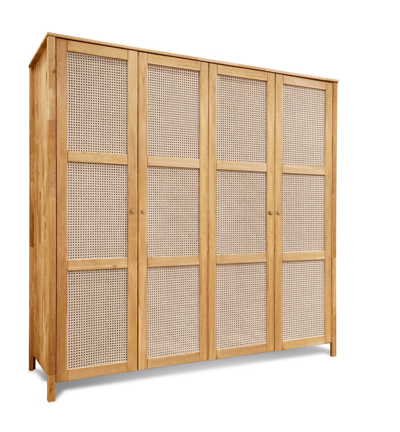 Natur24 Kleiderschrank Schrank Fani 4Türig 205x61x202 Eiche Massiv