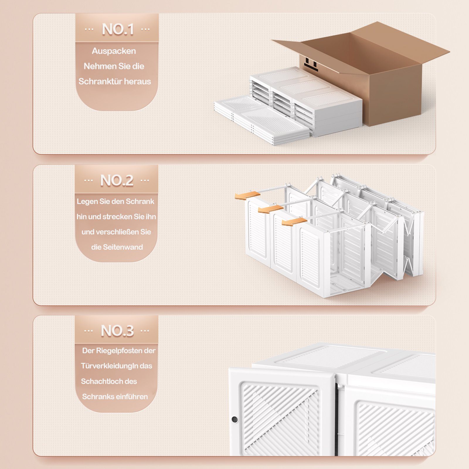 REDOM Kleiderschrank 8 faltbare Fächer Fach Garderobe Schlafzimmerschrank 6 Faltschrank volles Kleiderschrank Türen