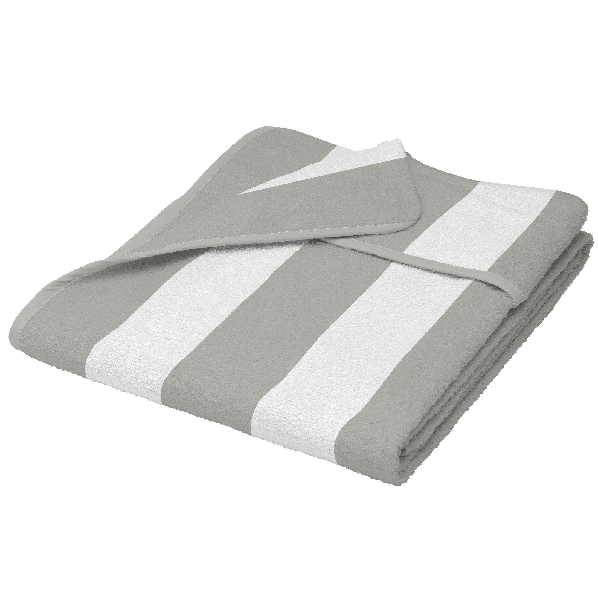 Beautissu Handtuch Handtuch Cassiss 200x75cm Grau-Weiß-gestreift, Auflage Gartenliege Handtuch Strandtuch Poolliege Garten & Strand
