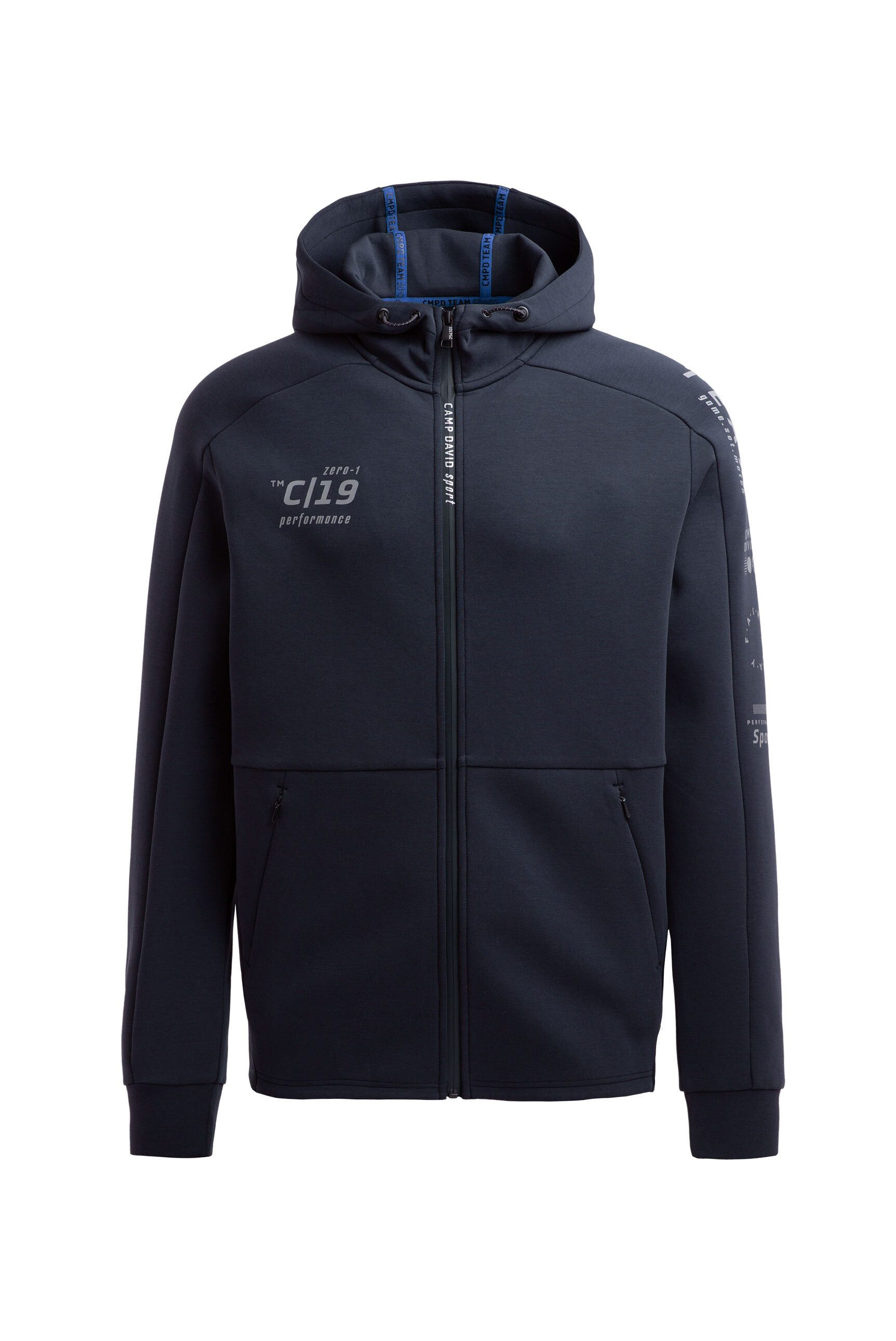 CAMP DAVID Kapuzensweatjacke mit reflektierenden Details