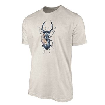 Sinus Art T-Shirt Herren Shirt 100% Bio-Baumwolle T-Shirt Aquarell Motiv Hirschkäfer Farbe Nachhaltig Organic Ökomode (1-tlg)