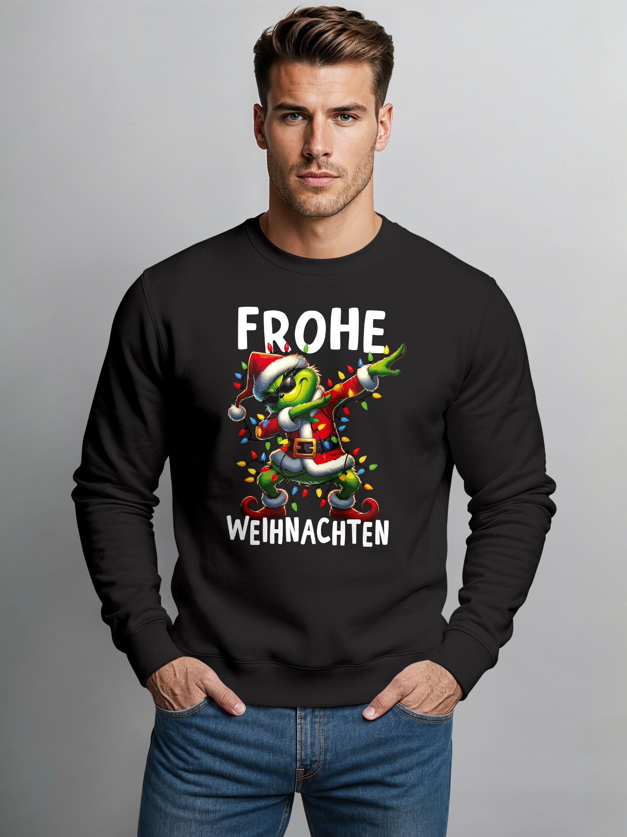 MoonWorks Sweatshirt Sweatshirt Herren Frohe Weihnachten Dabbing Grinch Wei günstig online kaufen