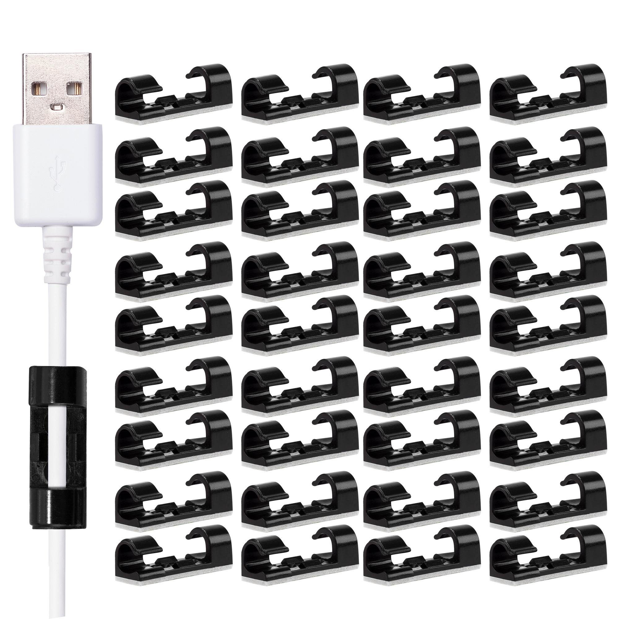 100 Stück Selbstklebende Kabelclips, Weiß – Für Netzwerkkabel, Ladekabel & LED-Streifen