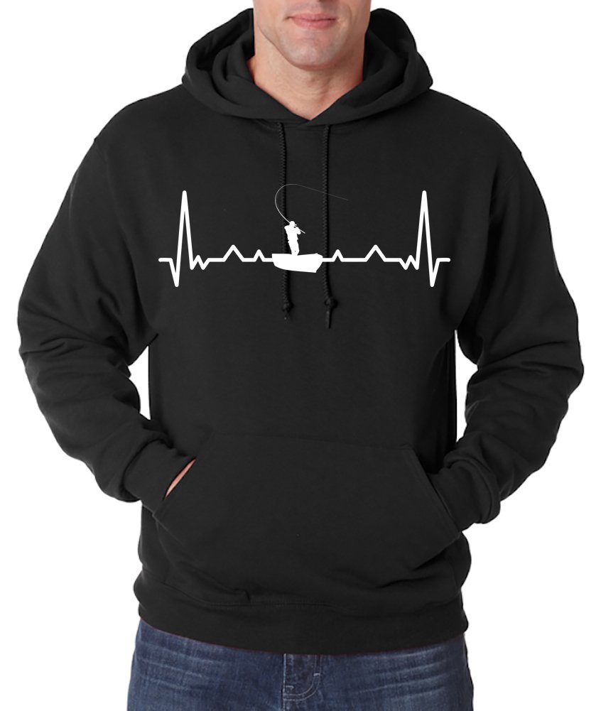 Youth Designz Kapuzenpullover Heartbeat Angeln Herren Hoodie Пуловеры mit Trendigem Angler Frontdruck