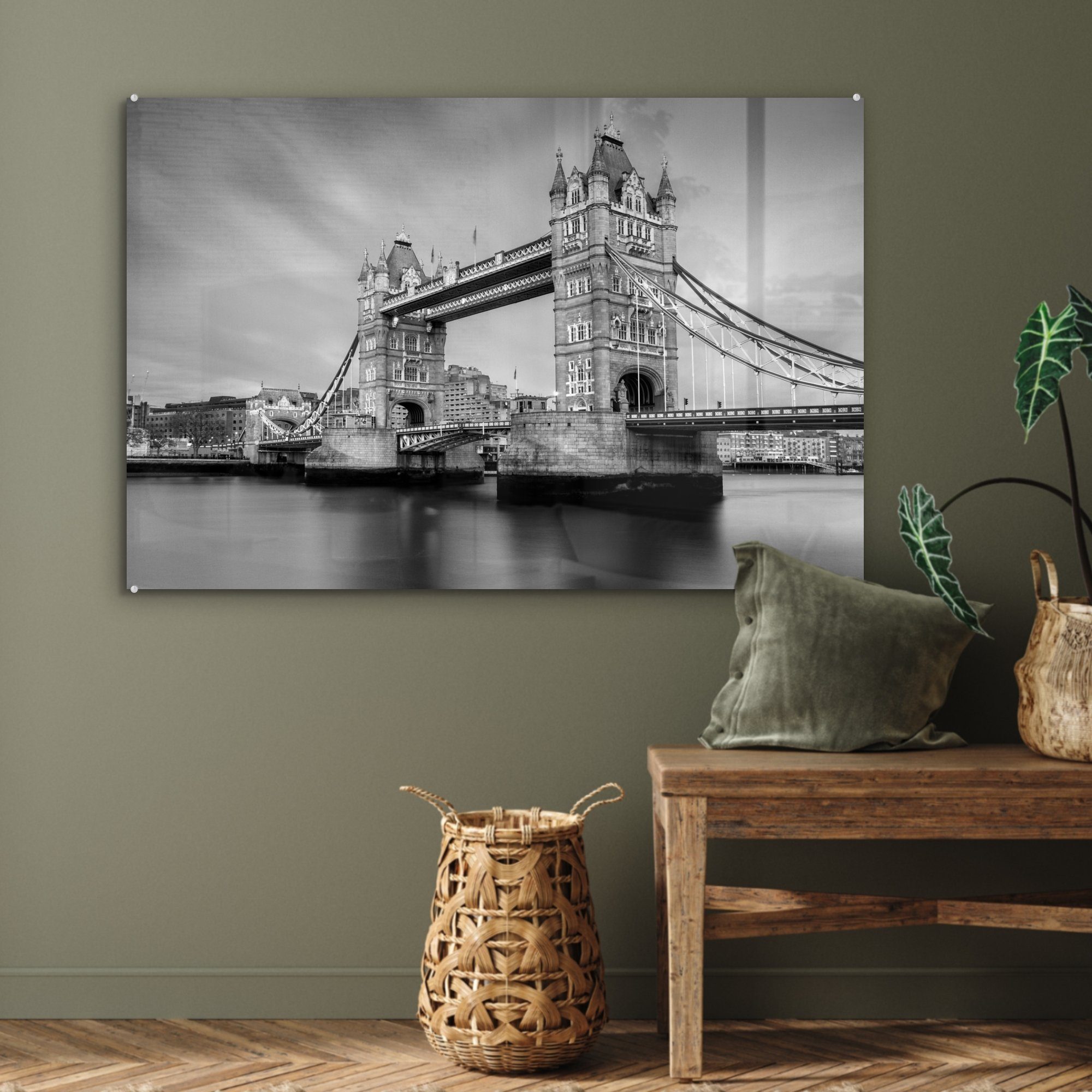 - Tower schwarz Bridge Schlafzimmer und Acrylglasbild St), & in London MuchoWow Acrylglasbilder Wohnzimmer (1 weiß,