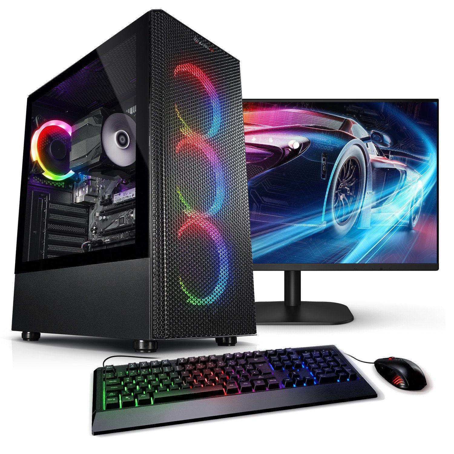 Kiebel Viper V PC-Komplettsystem (27", AMD Ryzen 7 AMD Ryzen 7 5700G, Radeon Vega, 32 GB RAM, 1000 GB SSD, ARGB-Beleuchtung, WLAN)