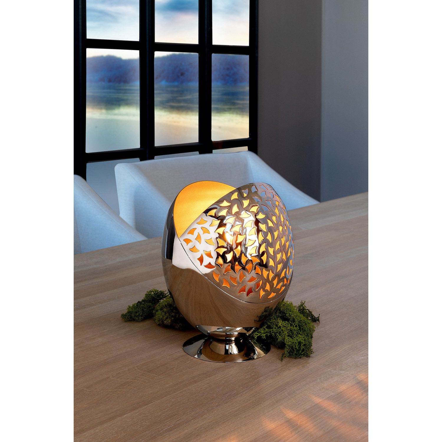 Fink Dekovase PURIA Windlicht ohne Glas - gold-silber - Eisen - H. 21cm x Ø günstig online kaufen