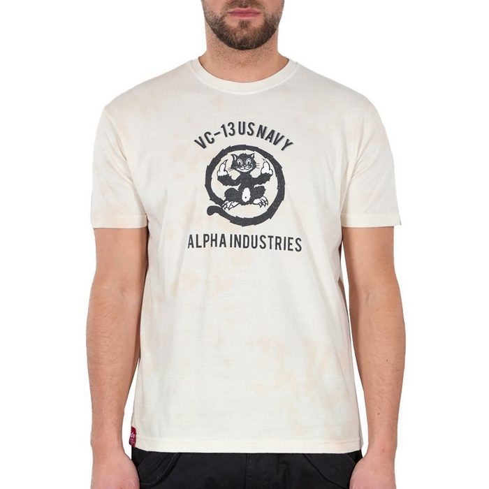 Alpha Industries T-Shirt Alpha Industries Herren T-Shirt USN Cat vintage white/black (1-tlg)