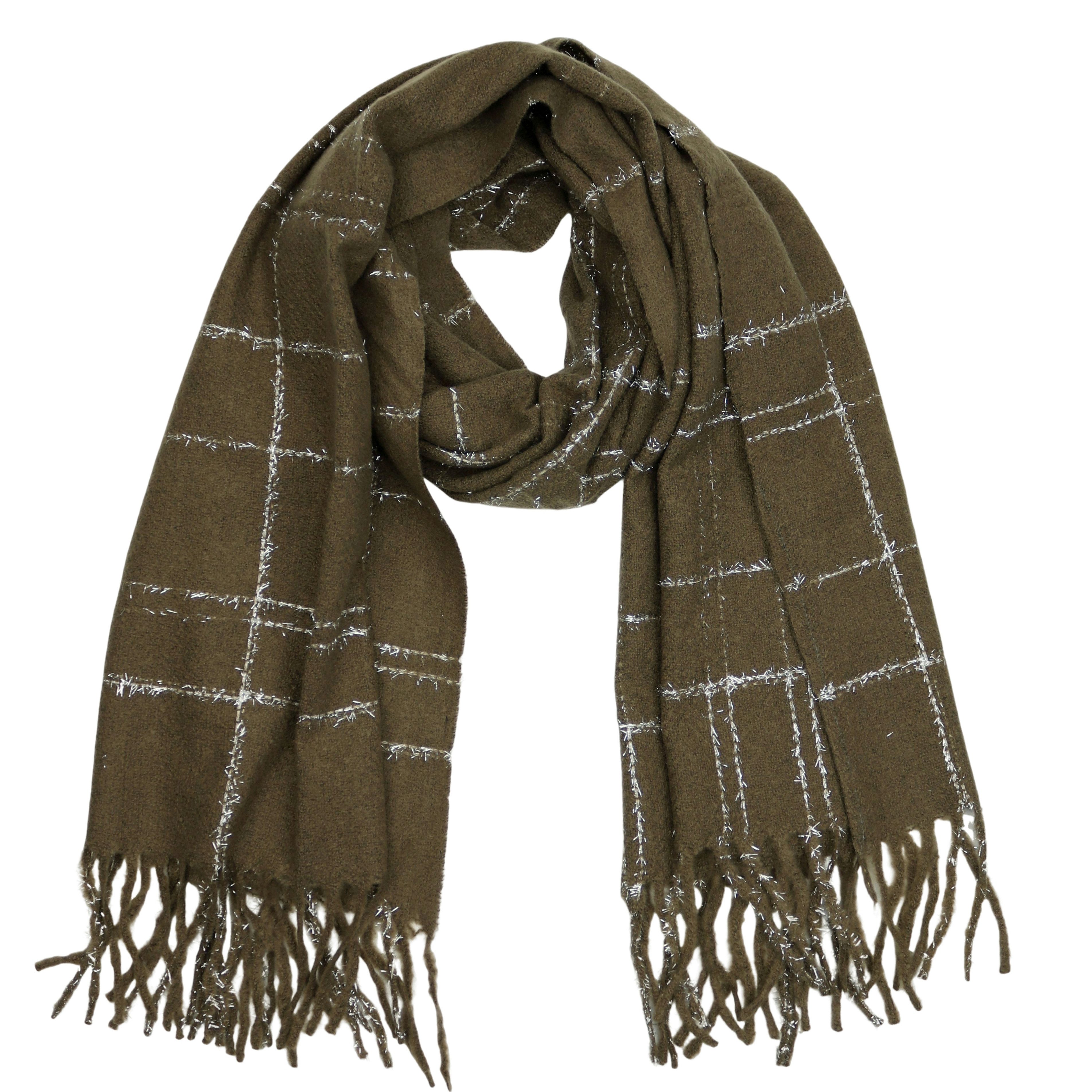 MIRROSI Modeschal weicher und warmer Schal mit Fransen, ca.65x180cm, (Schlichte Unifarbe), Damen Halstuch ideal für Herbst und Winter