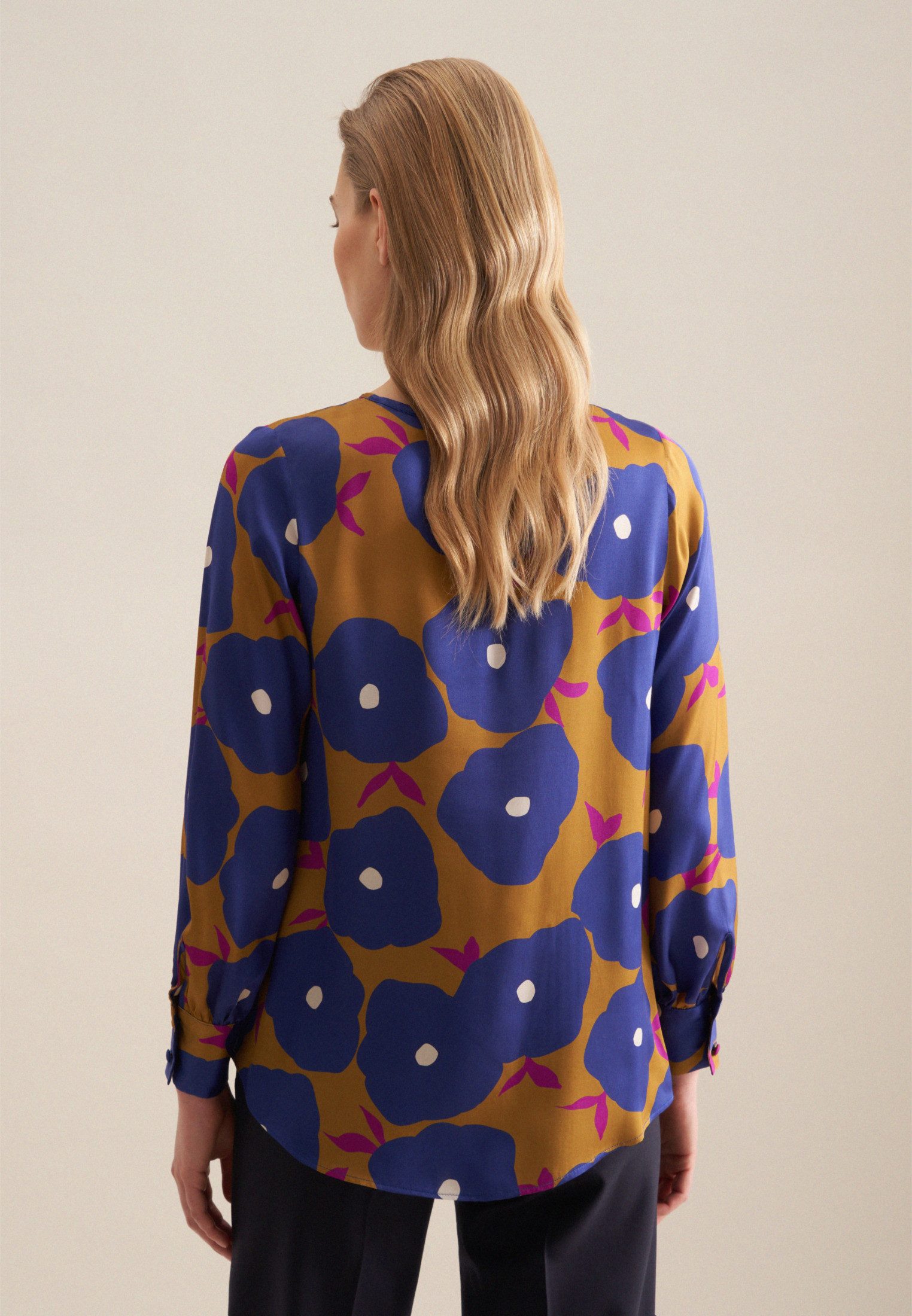 seidensticker Shirtbluse Schwarze Rose 1/1 Rundhals Druck günstig online kaufen