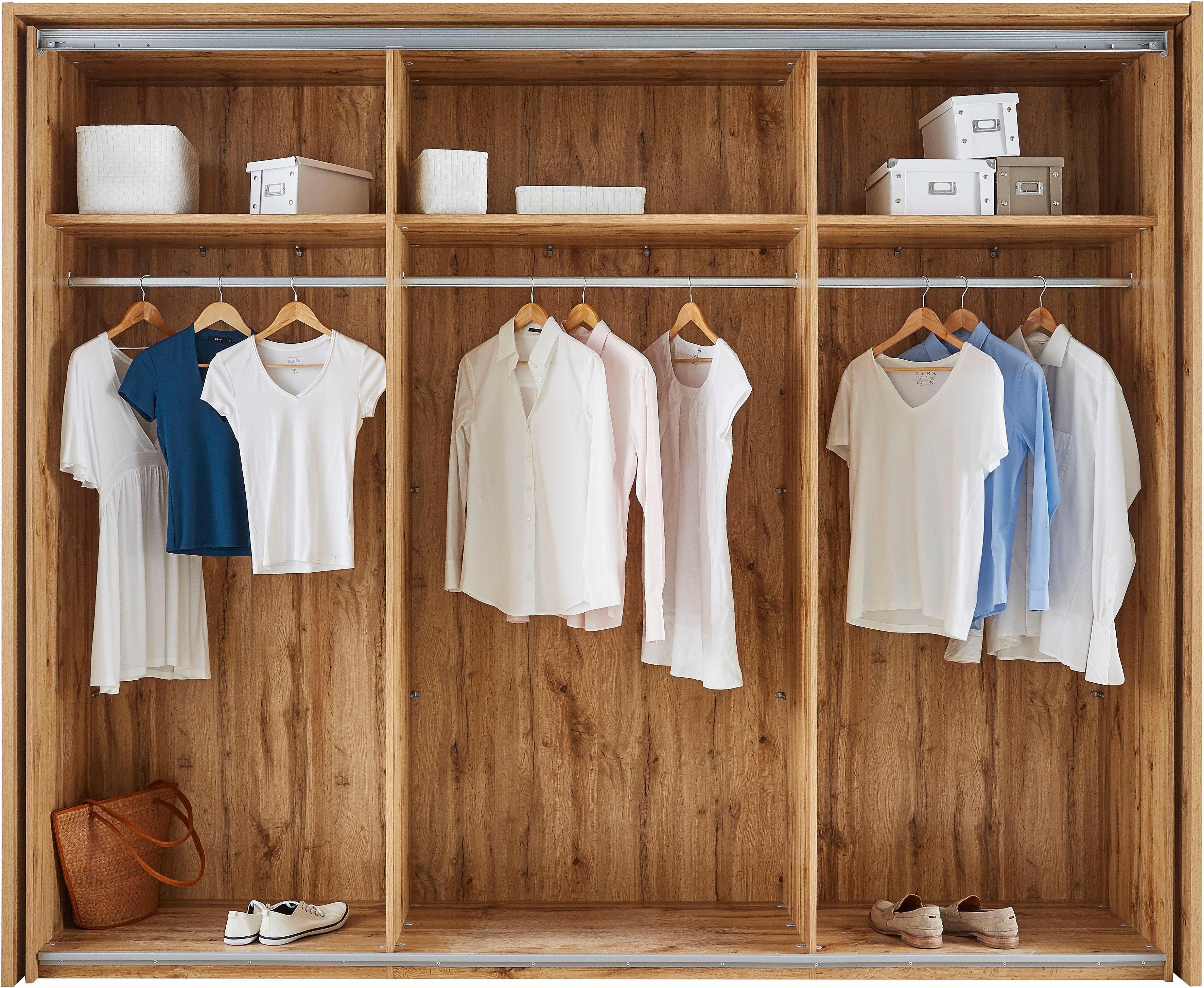 Schlafkontor Schwebetürenschrank Capri Fronten mit edlen Applikationen in Hirnholz-Dekor