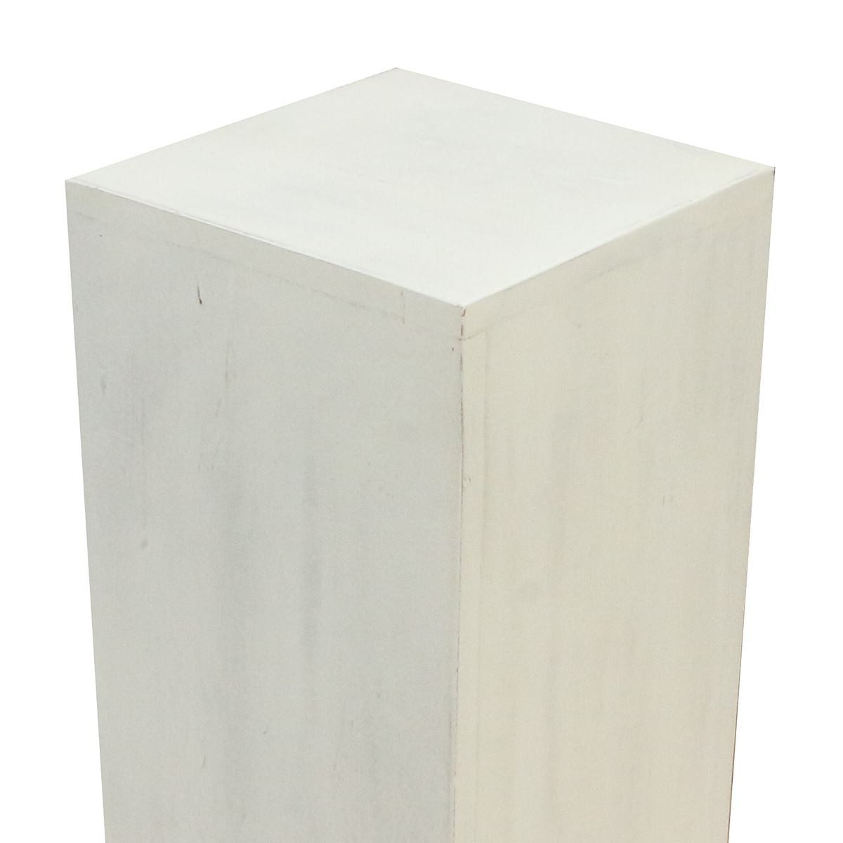 Oriental Galerie Blumenhocker Massive Holz Säule Viereckig Podest Lime-Weiß groß 85cm (1 St)