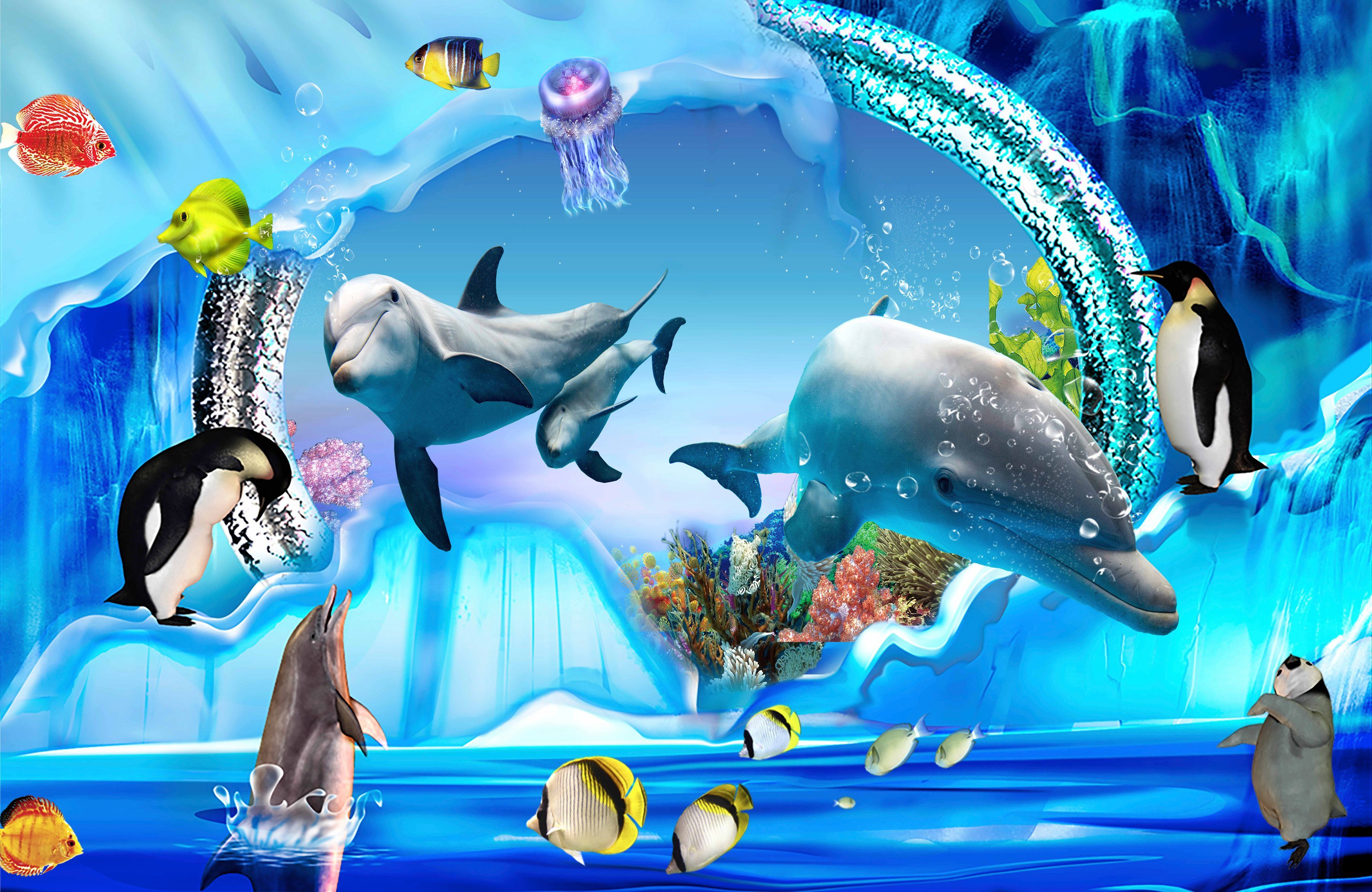 Fototapete 3D DESIGN Delfine im Meer
