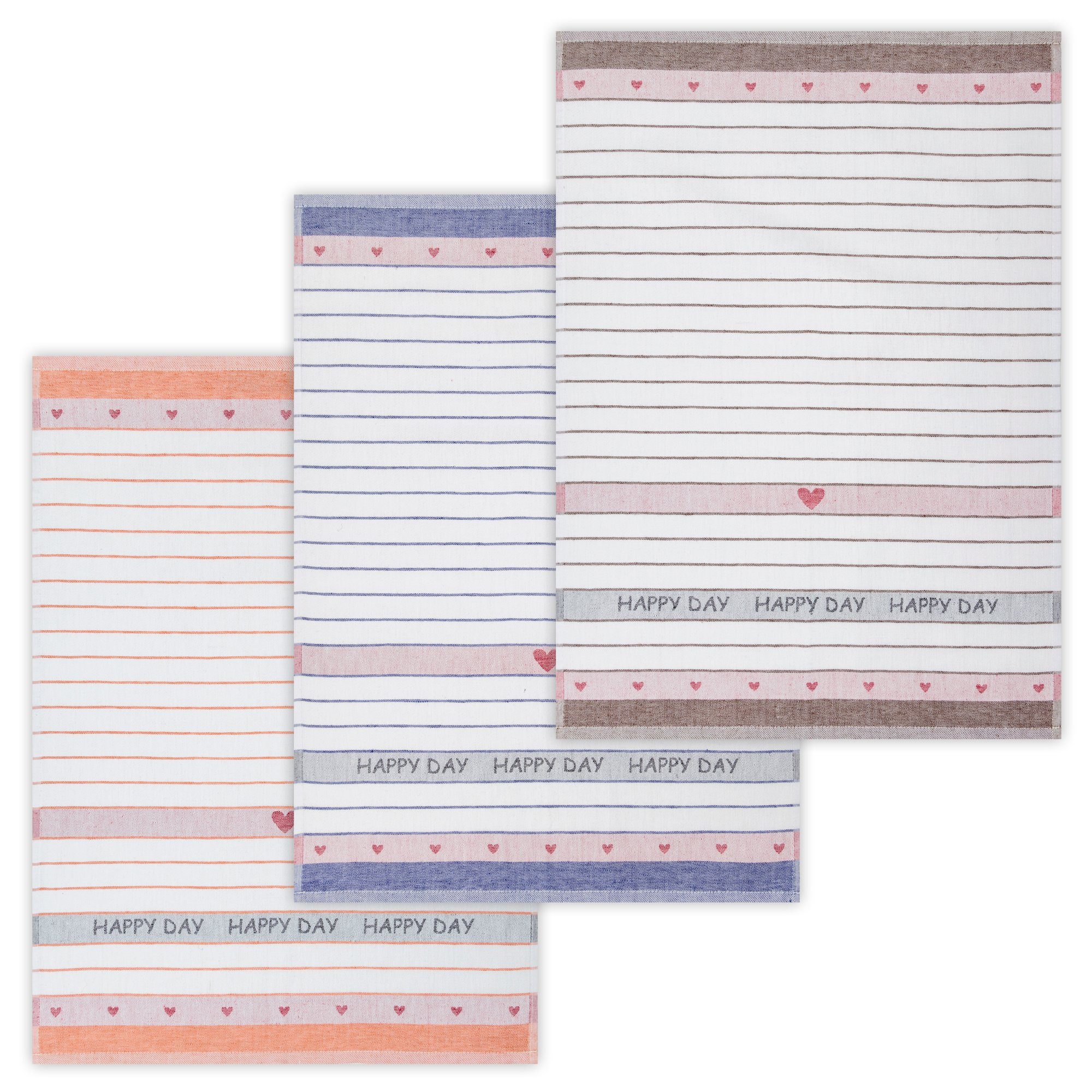 Kracht Geschirrtuch Happy Day, (Set, 3-tlg., Set), 3er Pack Geschirrtücher günstig online kaufen