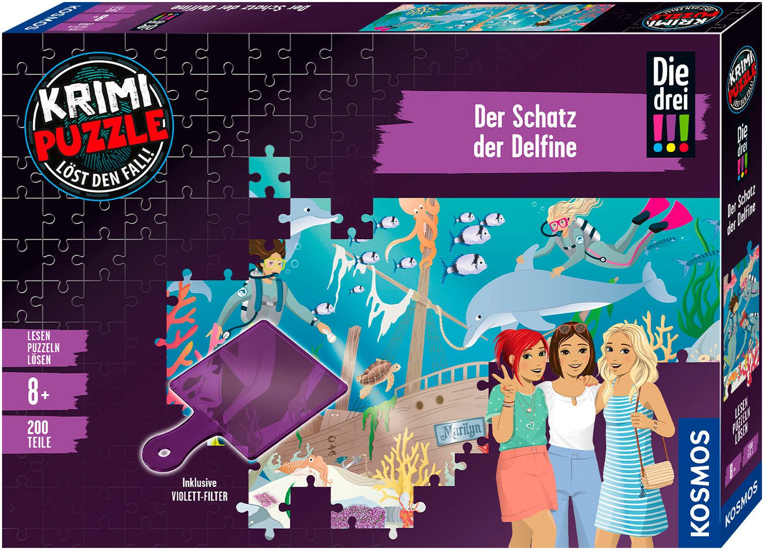 Kosmos Пазли Krimipuzzle Die drei !!! Der Schatz der Delfine, 200 Пазлиteile, Made in Germany