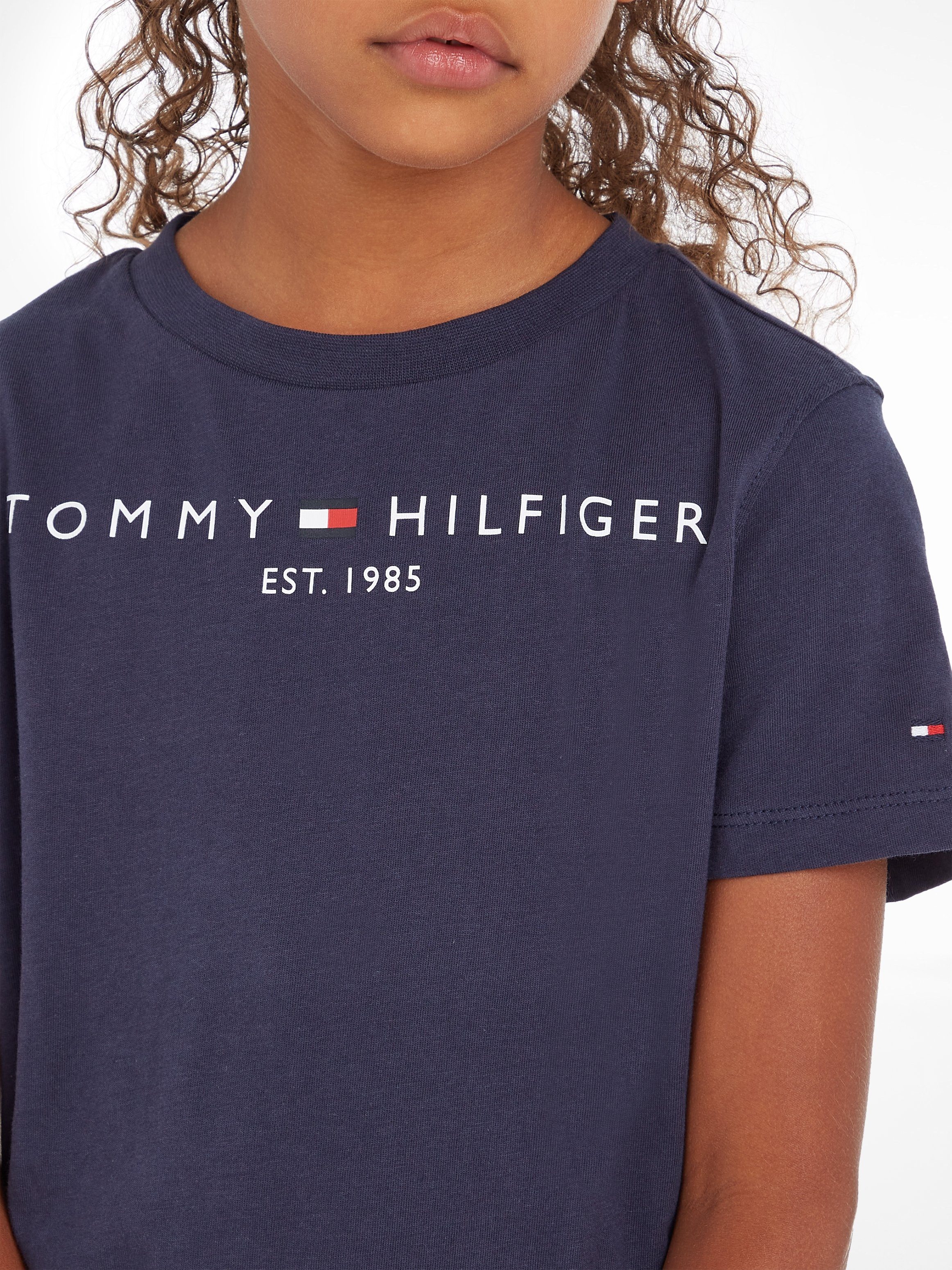 Hilfger Hilfiger SWEATPANTS Logo-Schriftzug mit Rundhalsshirt Tommy Tommy Twilight_Navy ESSENTIAL
