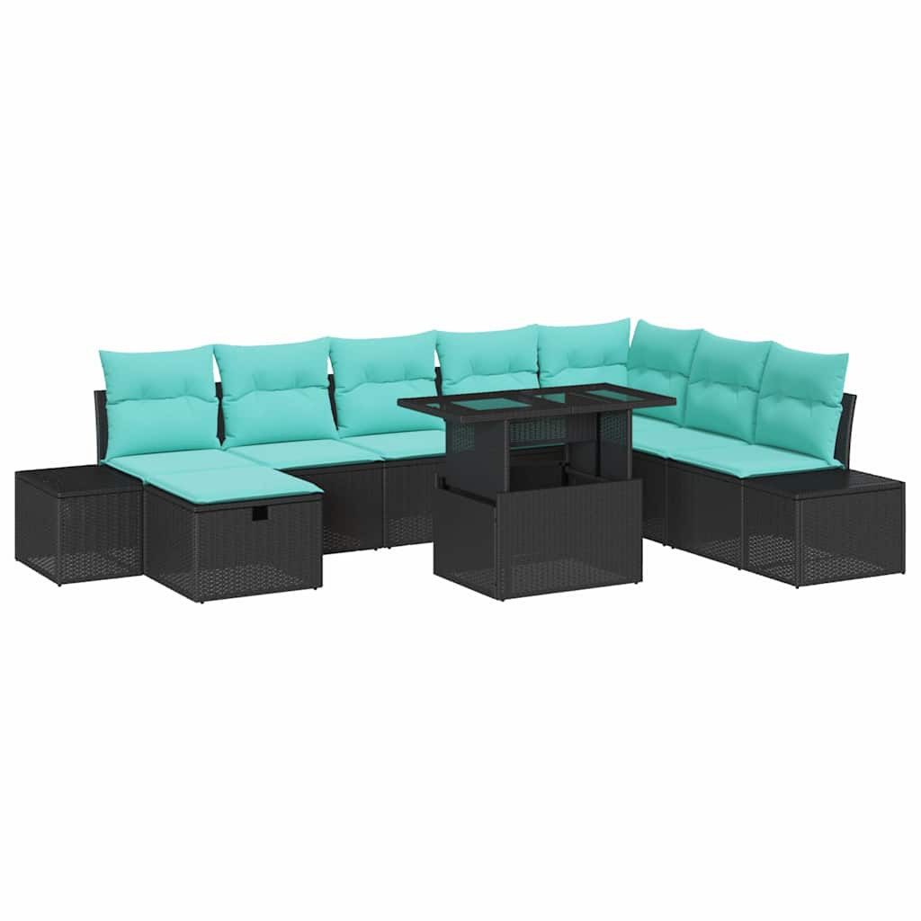 vidaXL Gartenlounge-Set Gartensofa-set 9 Stk. Poly-Rattan, (9-tlg)