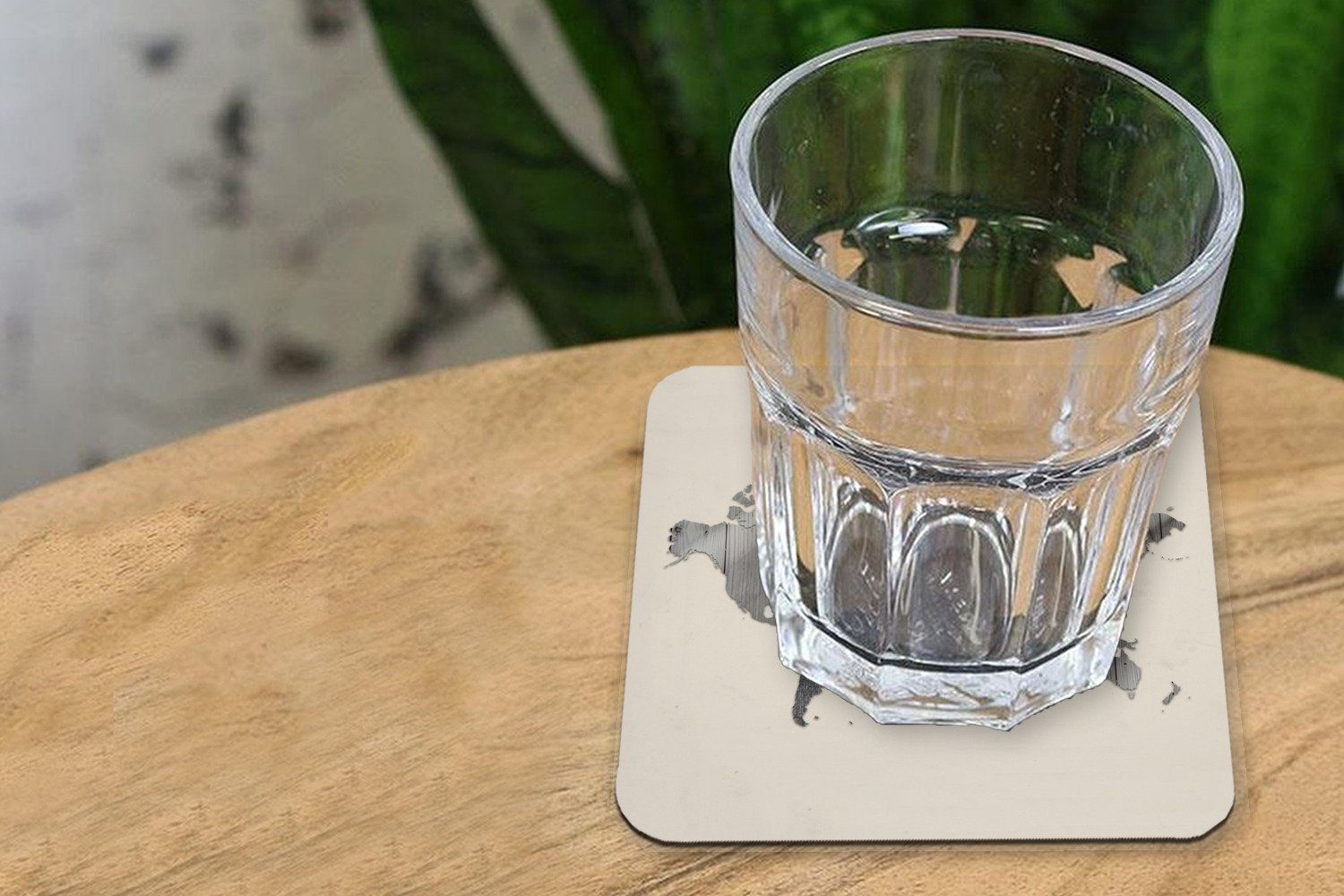 MuchoWow Glasuntersetzer Weltkarte - Holz Grau, 6-tlg., Glasuntersetzer, Untersetzer, Korkuntersetzer, - Tischuntersetzer, Tasse Zubehör für Gläser