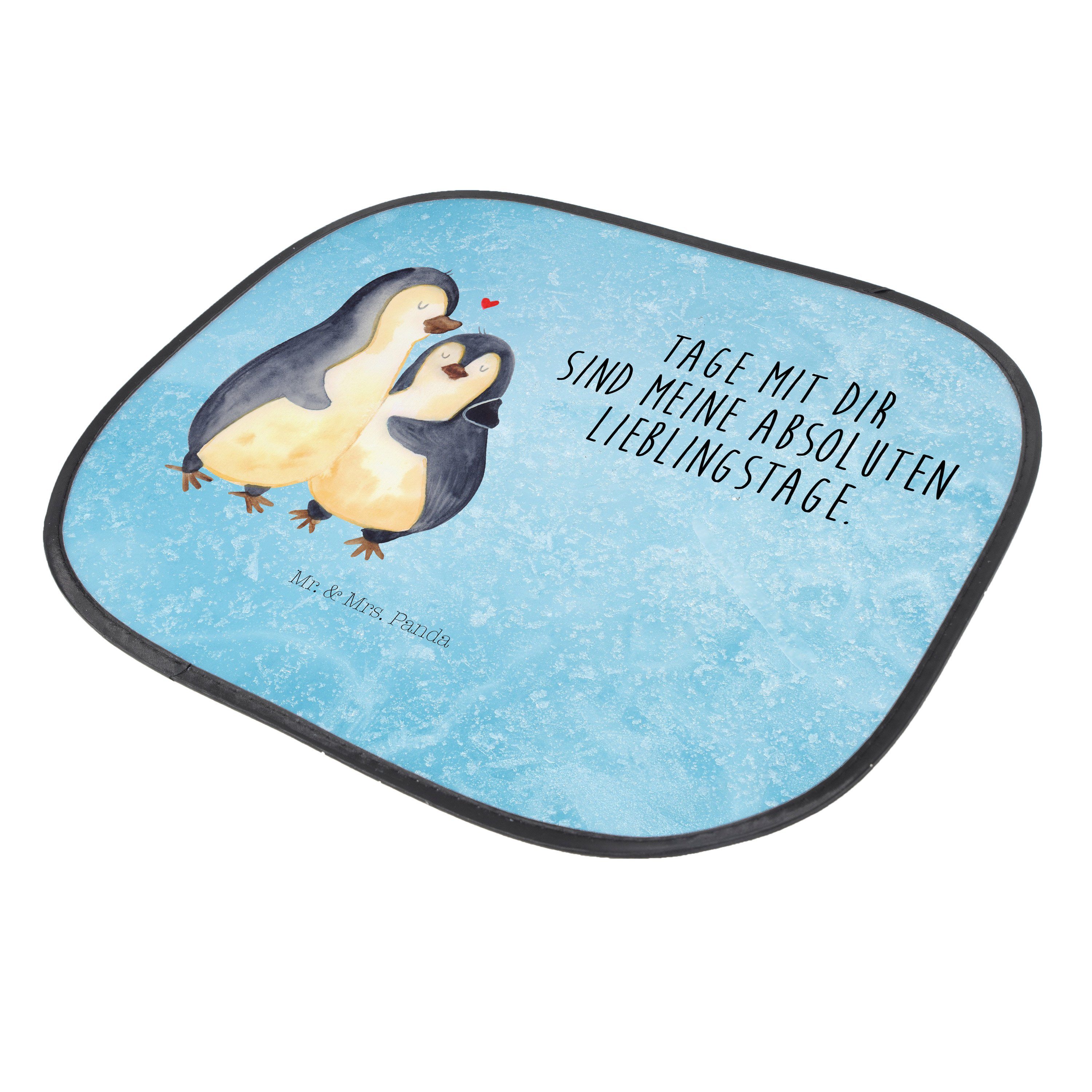 Geschenk, Liebe, Panda, Sonnenschutz Kinder, - Seidenmatt & So, Pinguin - Mr. Mrs. umarmend Eisblau Sonnenschutz