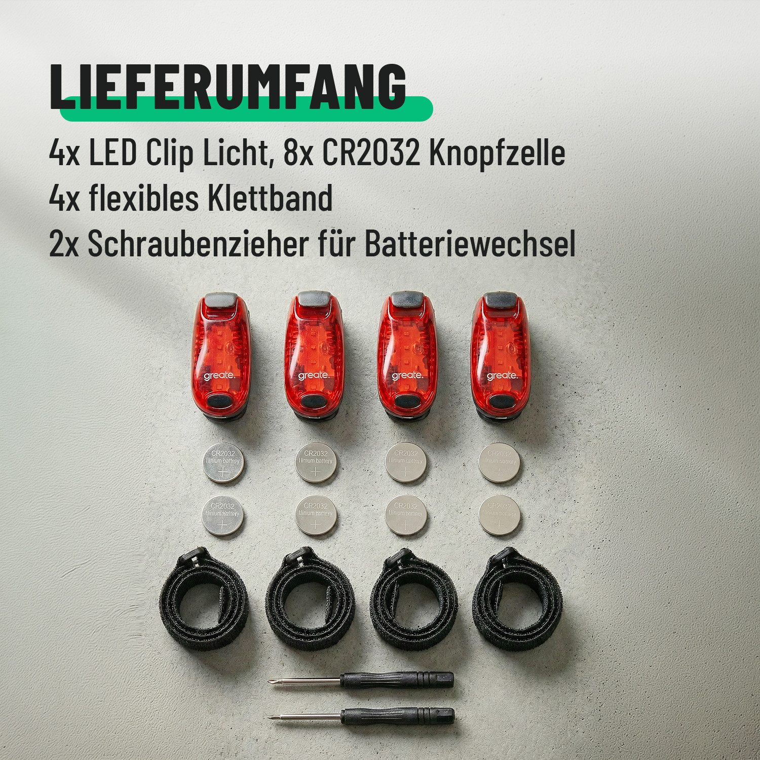greate. LED Blinklicht 4x LED Blinklicht Schulranzen - Licht Clip Kinder Rucksacklicht (4-St)