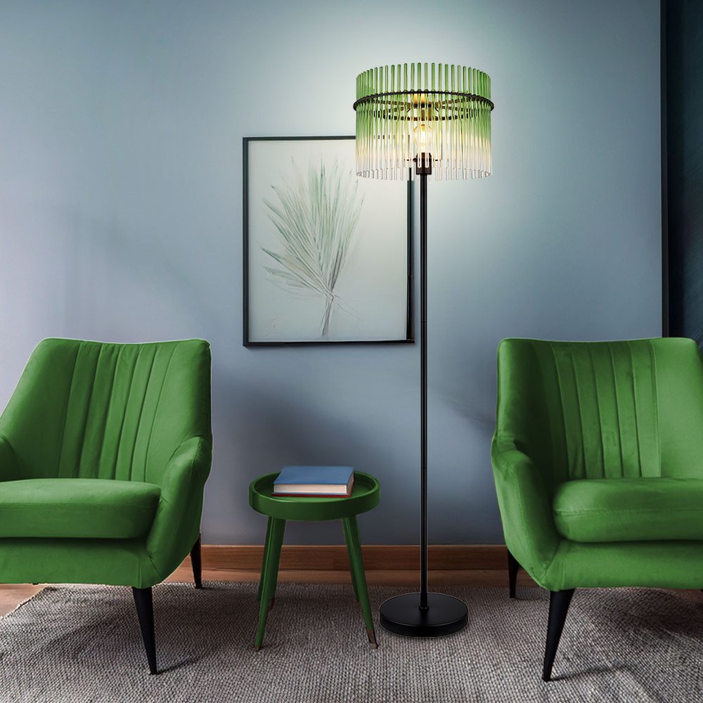 GLOBO LIGHTING LED Stehlampe, Leuchtmittel inklusive, Warmweiß, Stehlampe Stehleuchte Wohnzimmerlampe Retro Glas grün klar LED H 152cm