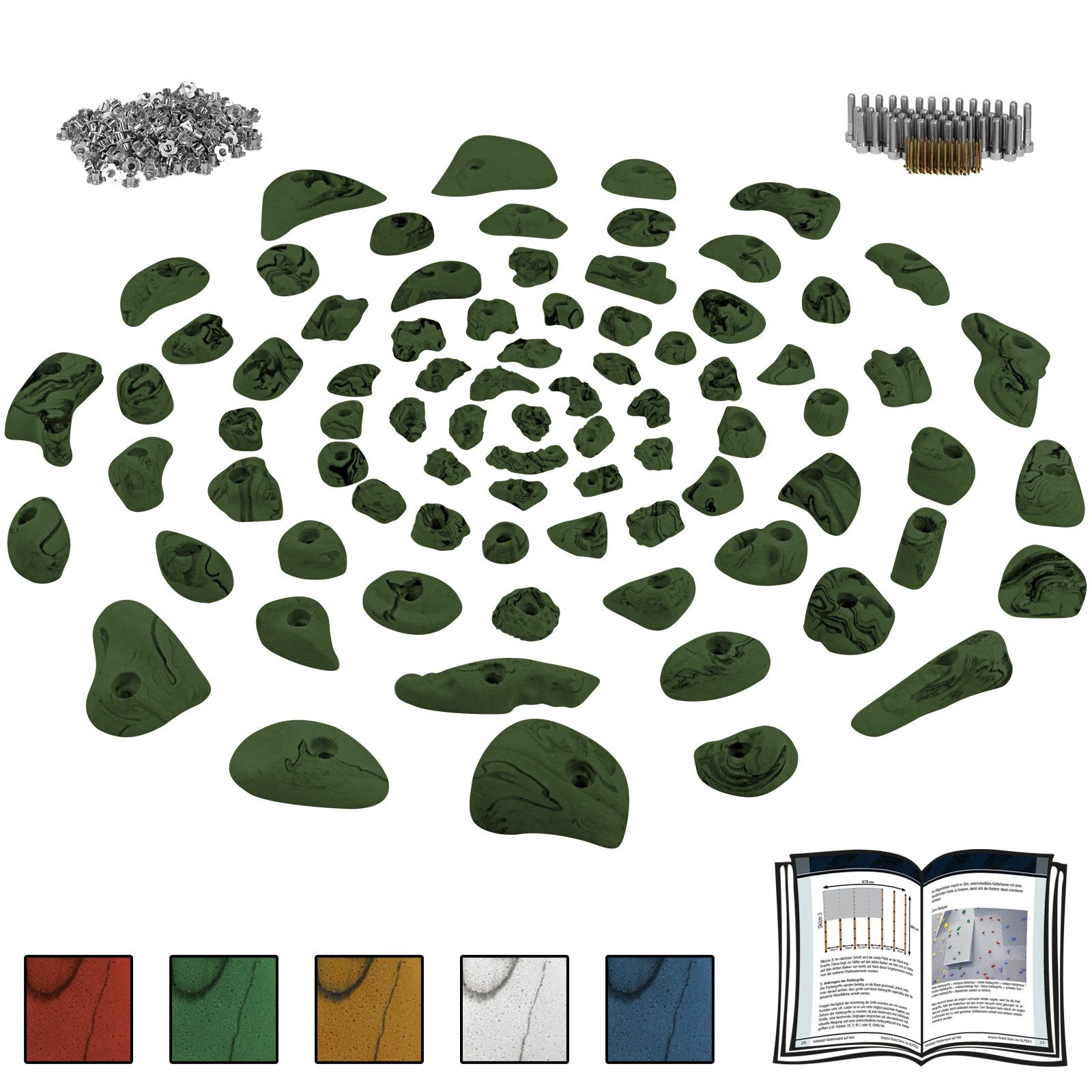 ALPIDEX Klettergriff ALPIDEX 80 Klettergriffe inklusive Schrauben und 250 Einschlagmuttern