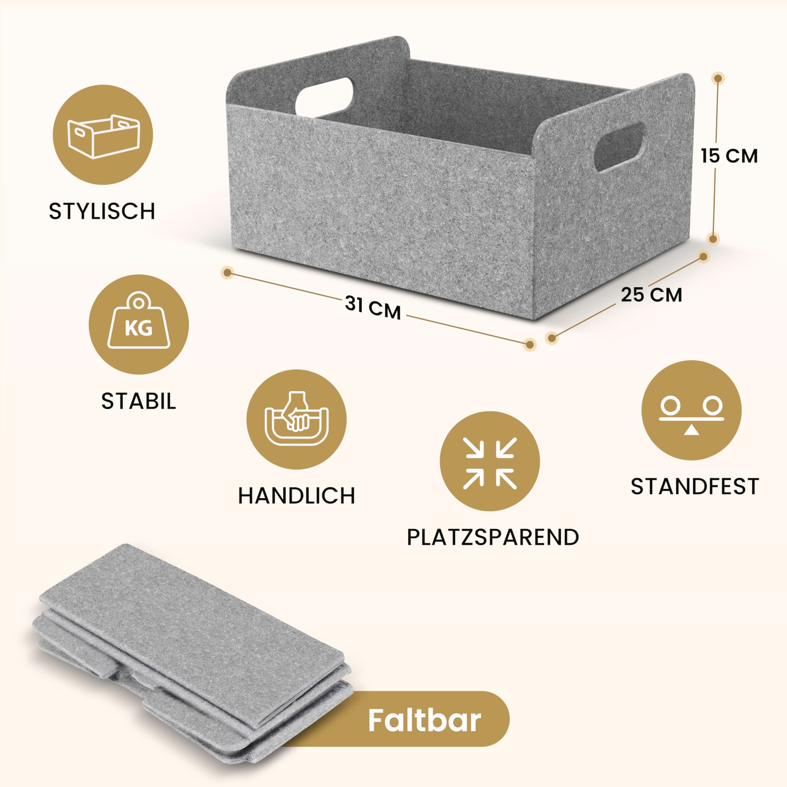 Bada Bing Aufbewahrungskorb Filzkorb Filz Aufbewahrungsbox Regalkorb Organi günstig online kaufen