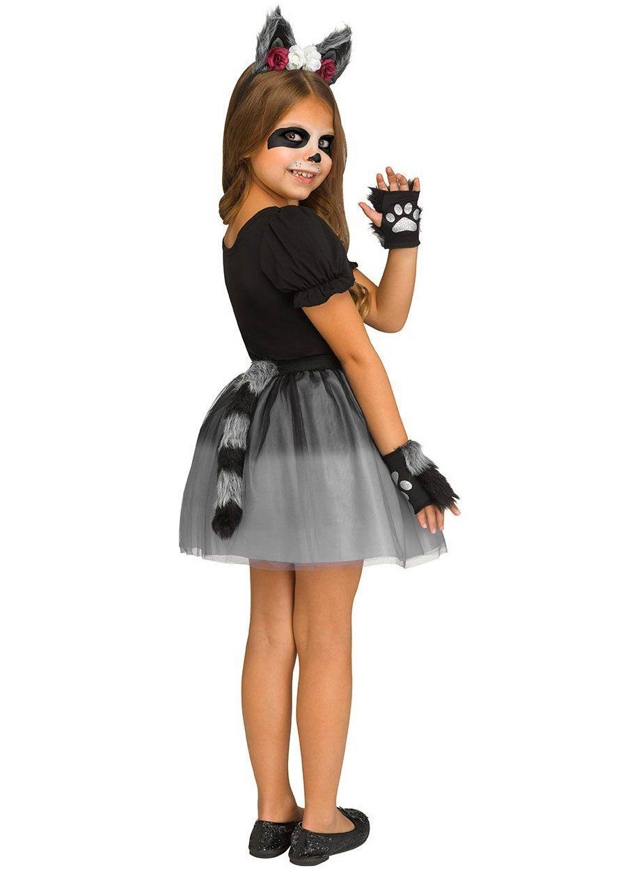 Fun World Kostüm Kleiner Waschbär Accessoire-Set, Mit Rock, Schwanz, Pfoten und Ohren eigentlich schon fast ein komplett