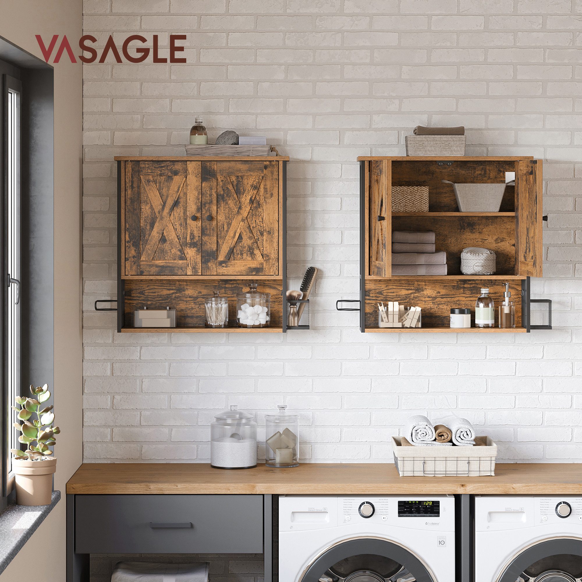 VASAGLE Hängeschrank Hängeschrank Badezimmerschrank verstellbare Einlegeböd günstig online kaufen