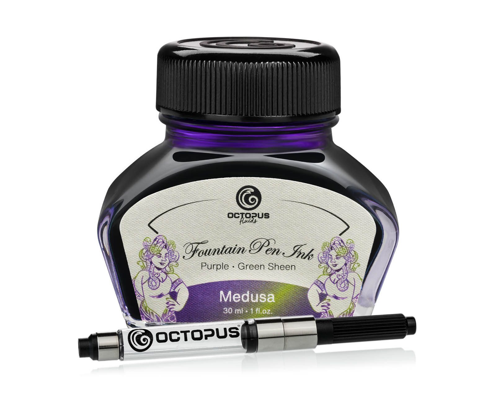 OCTOPUS Fluids Fluids Füllhaltertinte Sheen m. Konverter, Medusa Violett 30ml Tintenglas (Set, 0-tlg)