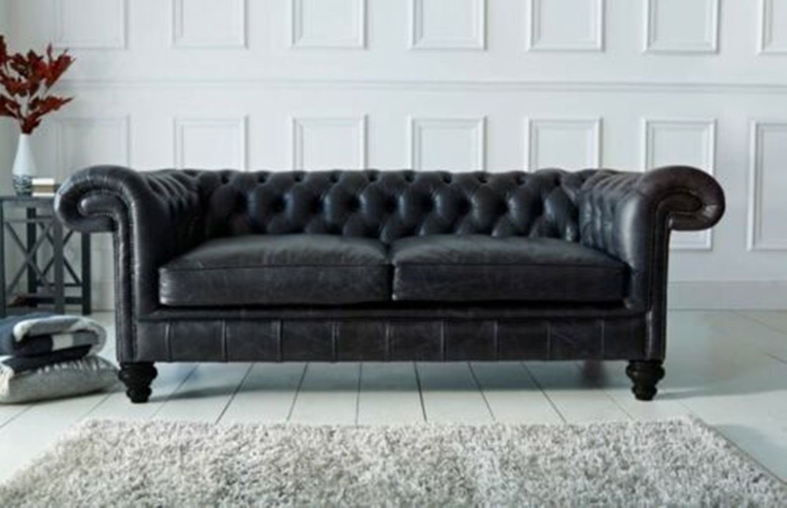 Garnitur Design Polster Chesterfield-Sofa, Sitz Sofa Leder Chesterfield Couch Luxus JVmoebel