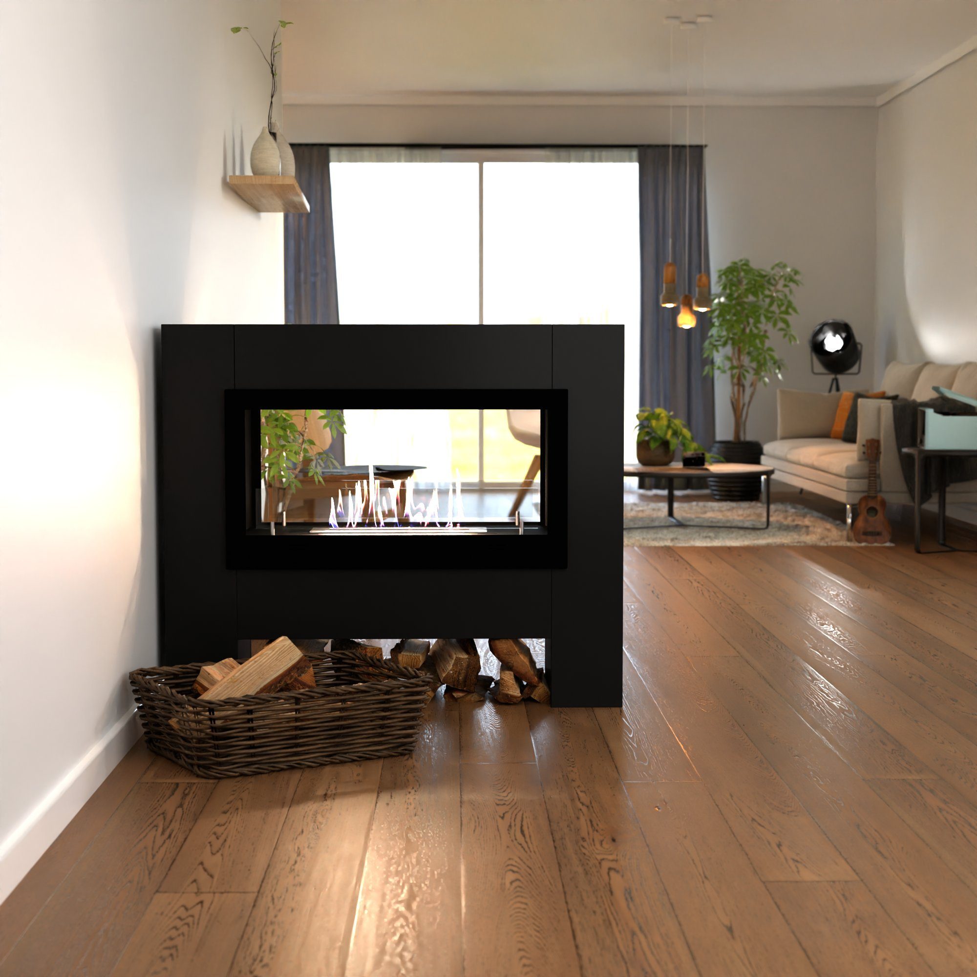 GLOW FIRE Echtfeuer-Dekokamin Harstad Ethanol Kamin, Bioethanol Kamin mit 3h Brenndauer, Heizleistung bis 2 kw