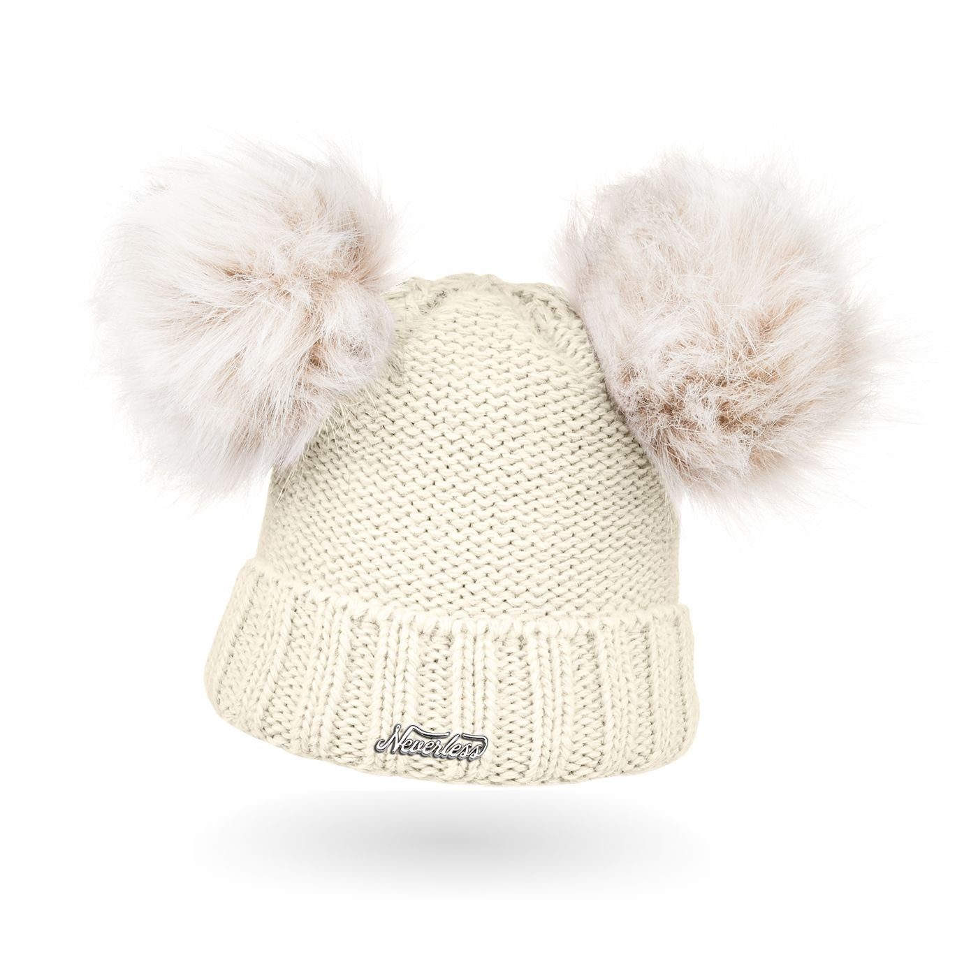 Bommelmütze Warme Strickmütze Damen Wintermütze Bommelmütze gefüttert mit Bommel