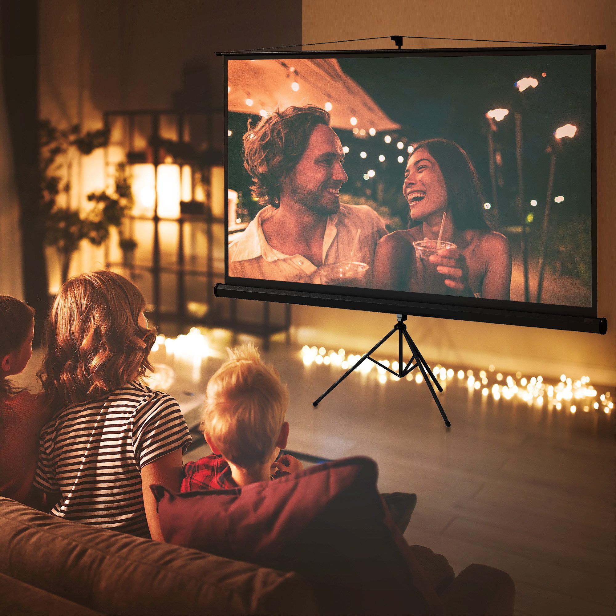 HOMCOM Leinwand Beamer HD 4K Projektionsleinwand für Heimkino Büro-Präsentationen, Stativ, faltbar, 16:9, manuell höhenverstellbar