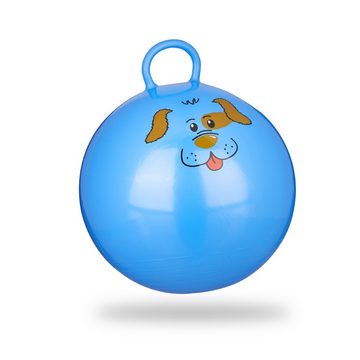 relaxdays Hüpfspielzeug 3 x Hüpfball Kinder blau
