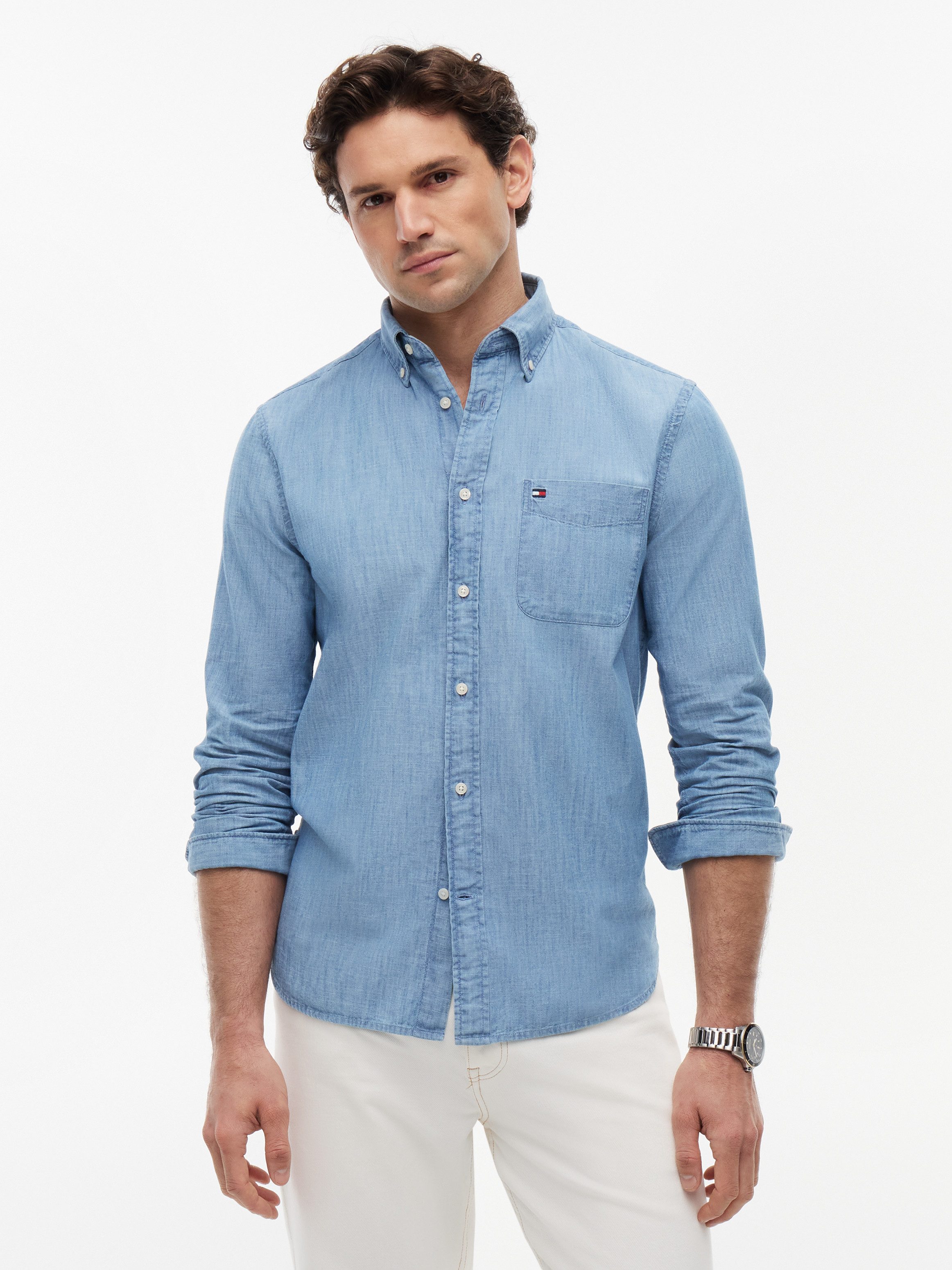 Tommy Hilfiger Langarmhemd CHAMBRAY POCKET Regular Fit