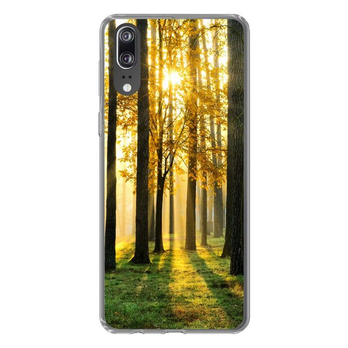 MuchoWow Handyhülle Wald - Sonne - Bäume - Gras - Landschaft - Natur Handyhülle Huawei P20 Handy Case Silikon Bumper Case