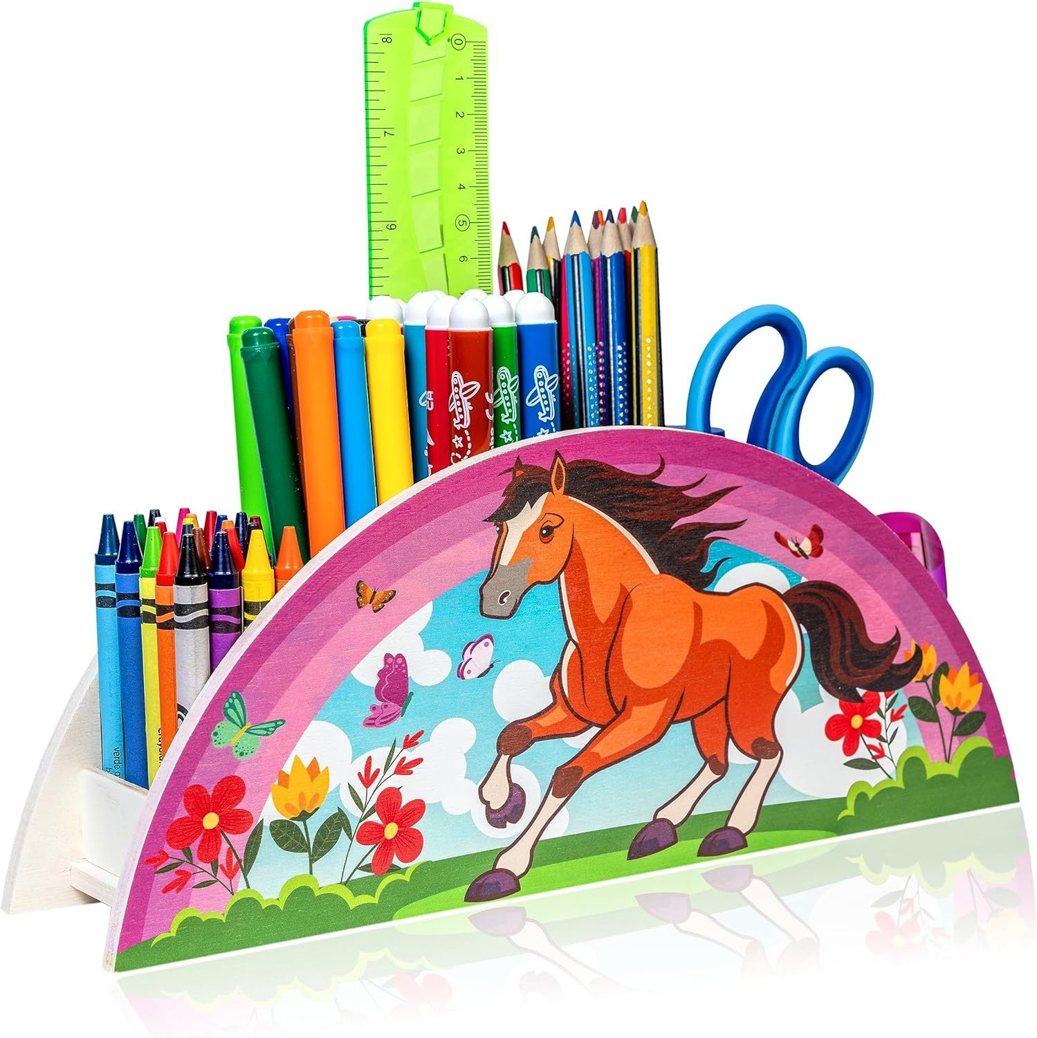 Wagoma Organizer Stiftehalter Kinder [5 Fächer] Robust aus Holz