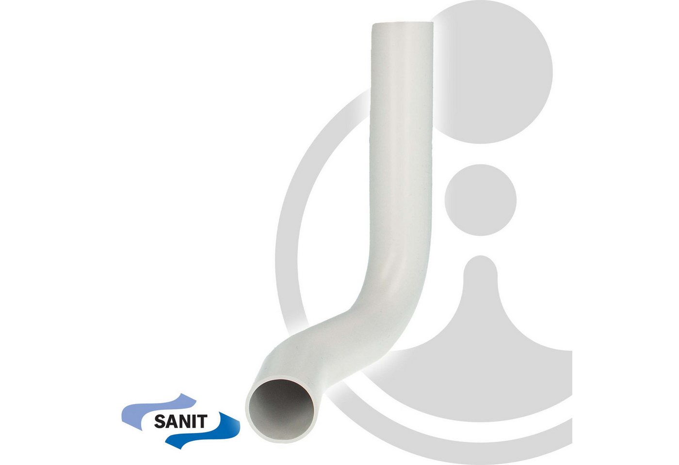 Thumbnail - SANIT Spülrohr Spülbogen - versetzt - für WC-Spülkasten - PVC weiß, 80 mm links