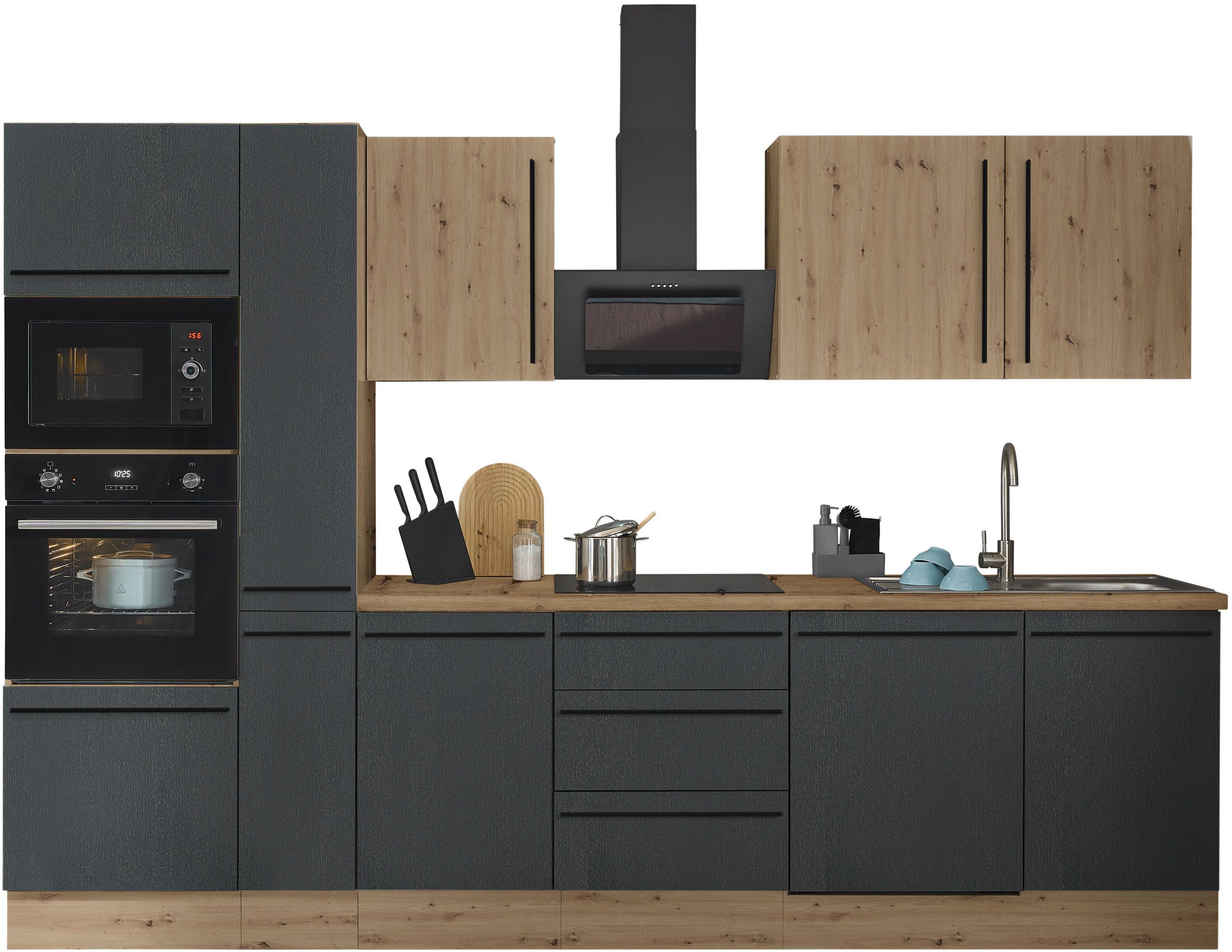 KOCHSTATION Küchenzeile Florida, Breite 310 cm, wahlweise mit E-Geräten,Softclose für Türen/Schubkästen