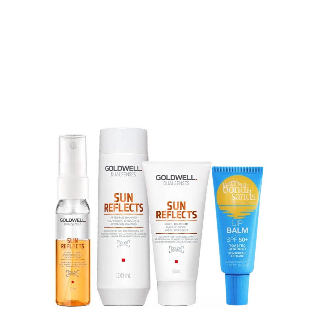 Goldwell Haarpflege-Set Dualsenses Sun Reflects Sommerpflege Set, 4-tlg., Pflege für sonnige Tage – Schutz und Regeneration für Haar & Lippen
