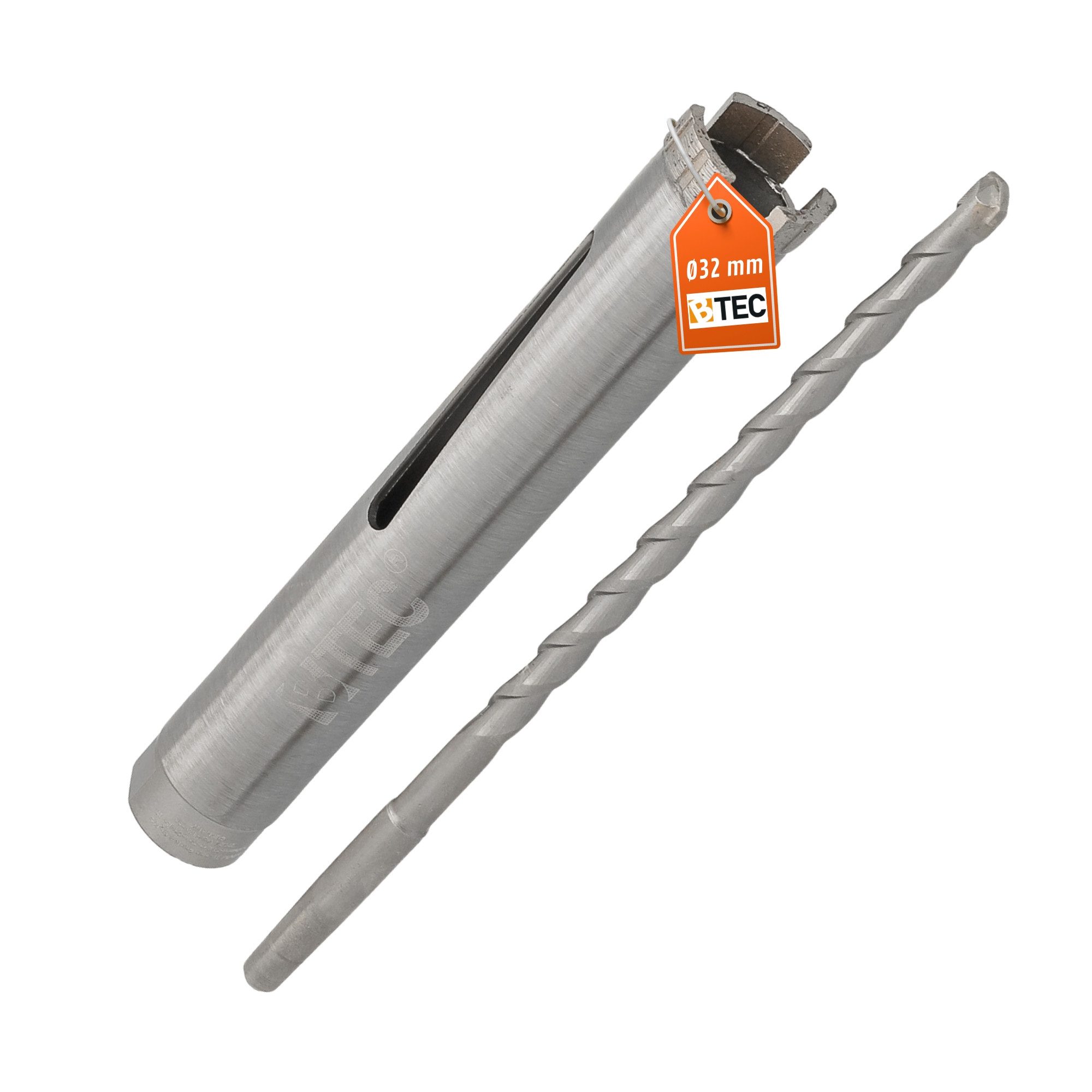 BTEC Diamanttrockenbohrer Diamant Bohrkrone M16 Aufnahme 180mm Ø 32mm mit Zentrierbohrer, Ø 32 mm