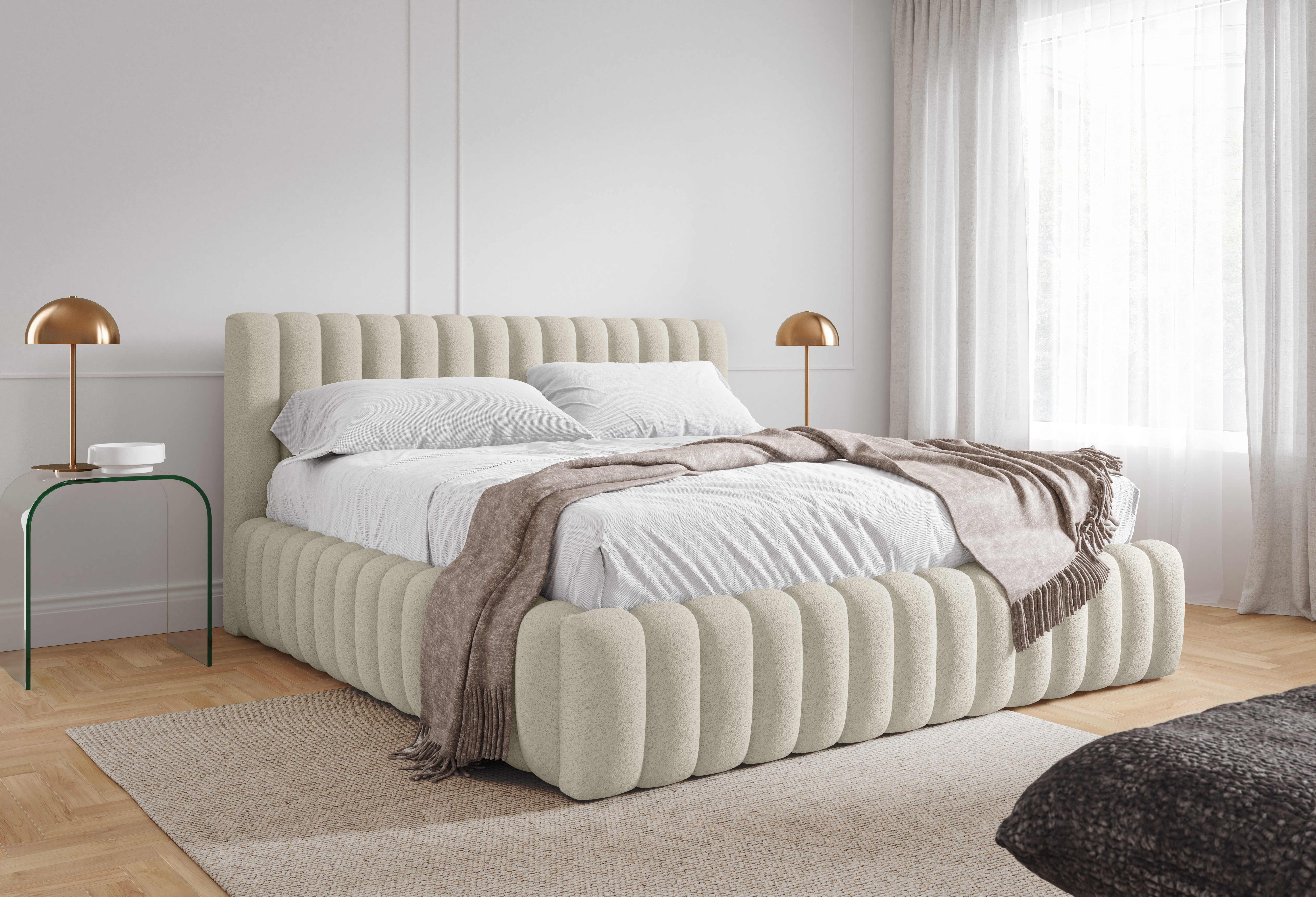 yourhouse24 Polsterbett Design-Polsterbett – Cloud-Bed im Chunky-Style, Luxus Wolkenbett mit Bettkasten & Lattenrost