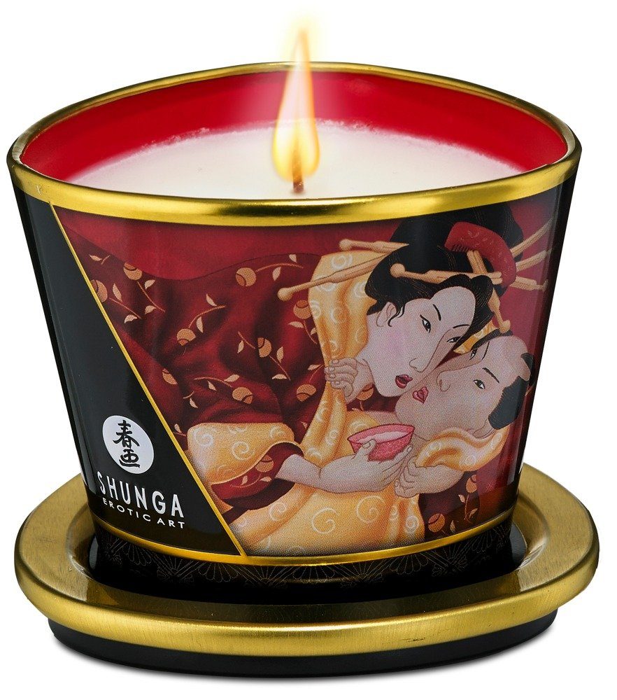 SHUNGA Massagekerze Shunga - Massage Candle Strawberry 170 ml, für wärmende Massagen | Massagekerzen